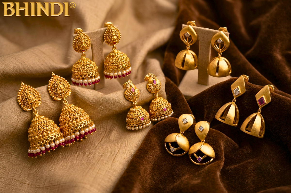 Gold Jhumka Earrings from Traditional Bells to Modern Twists