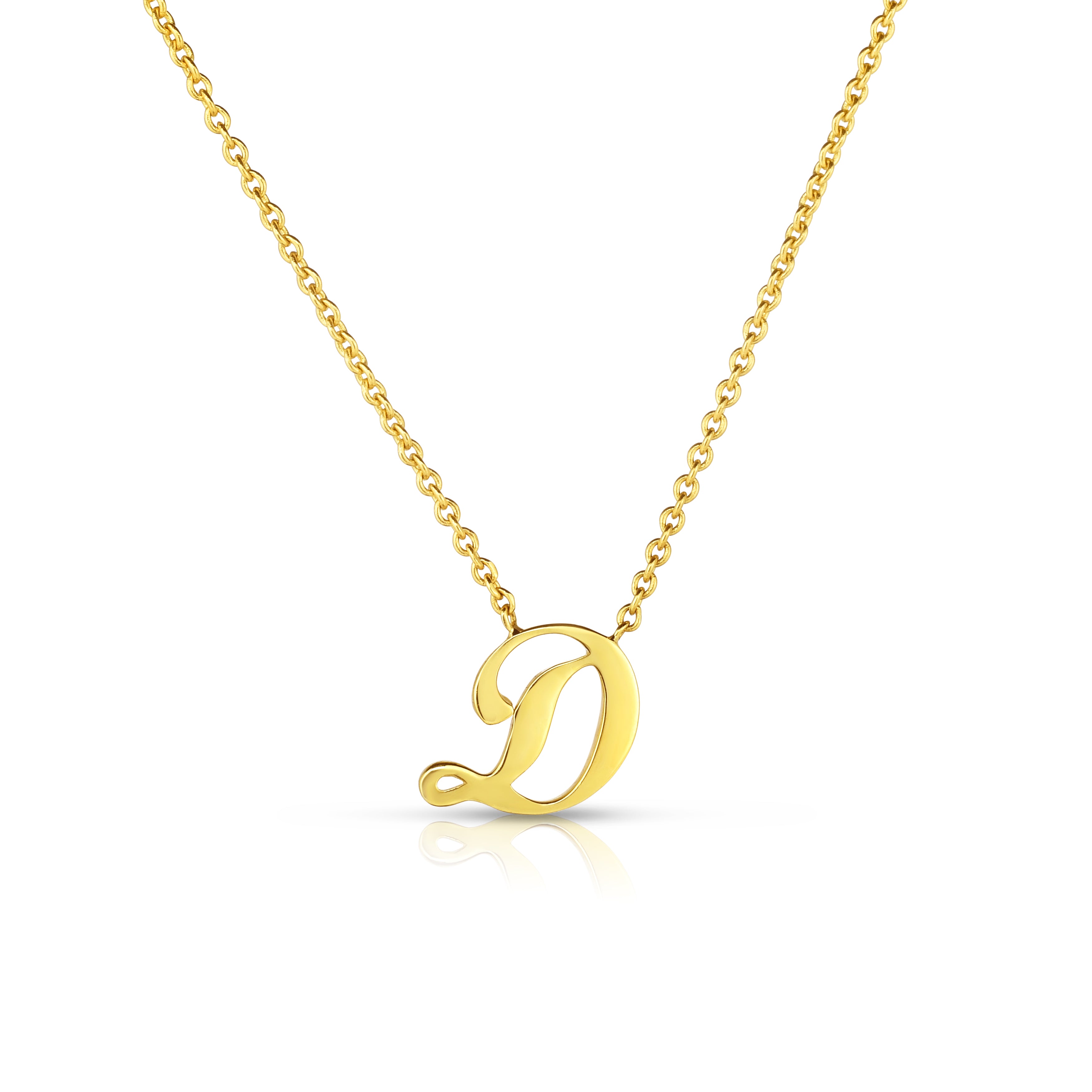 18K YELLOW GOLD TINY TREASURES SCRIPT INITIAL 'D' NECKLACE