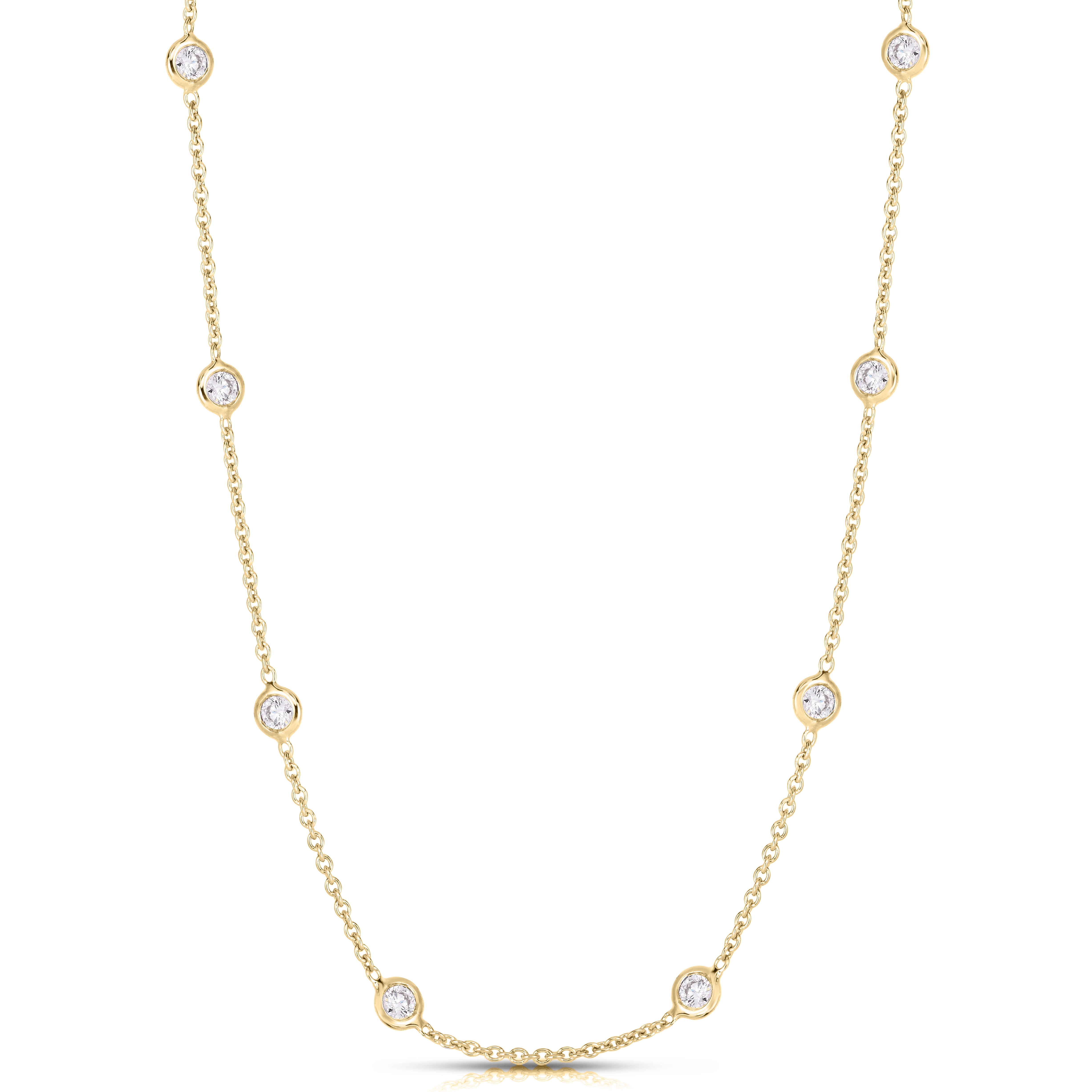 18K YELLOW GOLD DIAMONDS BY THE INCH 15 STATION 18 INCH NECKLACE