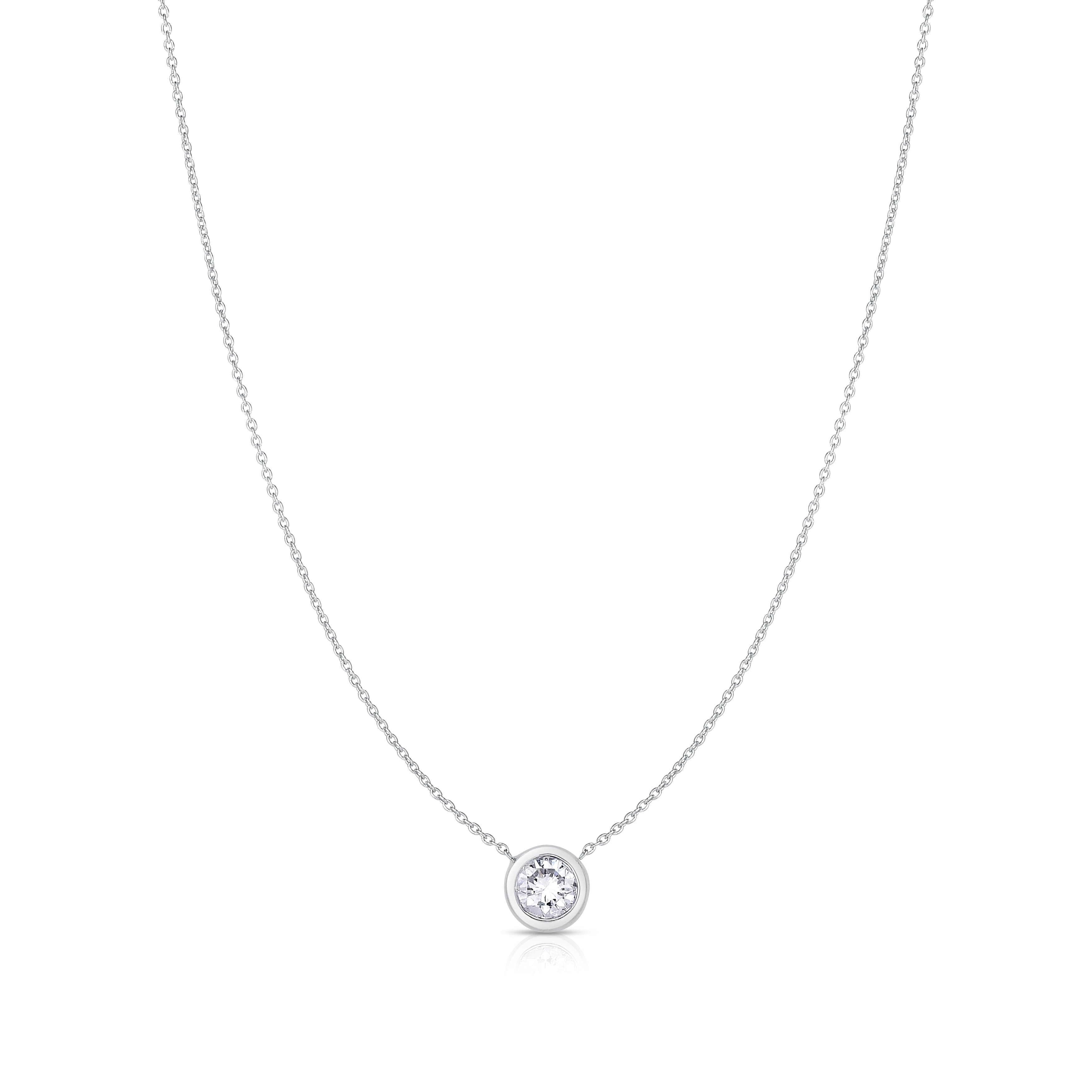18K WHITE GOLD DIAMONDS BY THE INCH SINGLE BEZEL NECKLACE