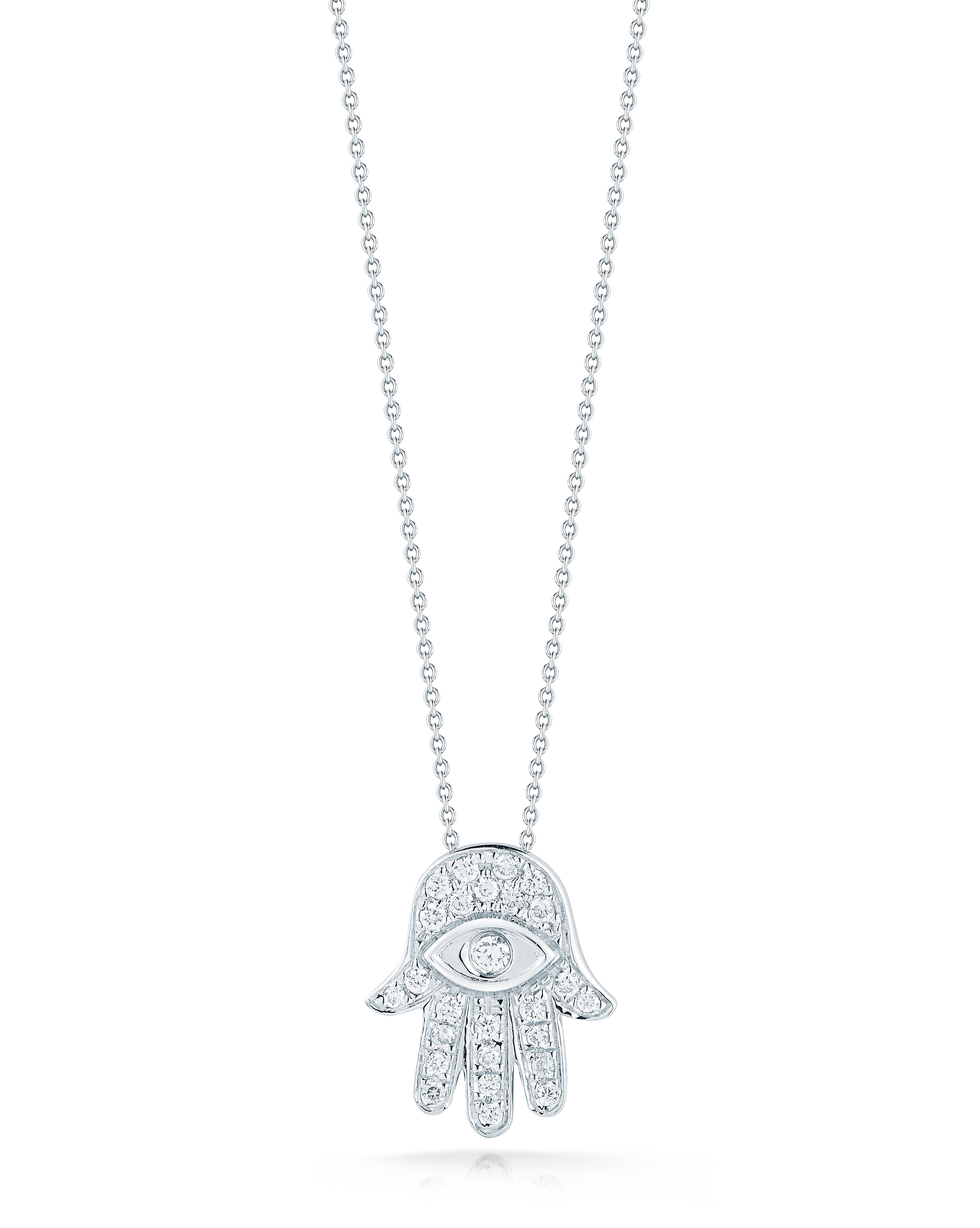 18K WHITE GOLD TINY TREASURES DIAMOND HAMSA NECKLACE