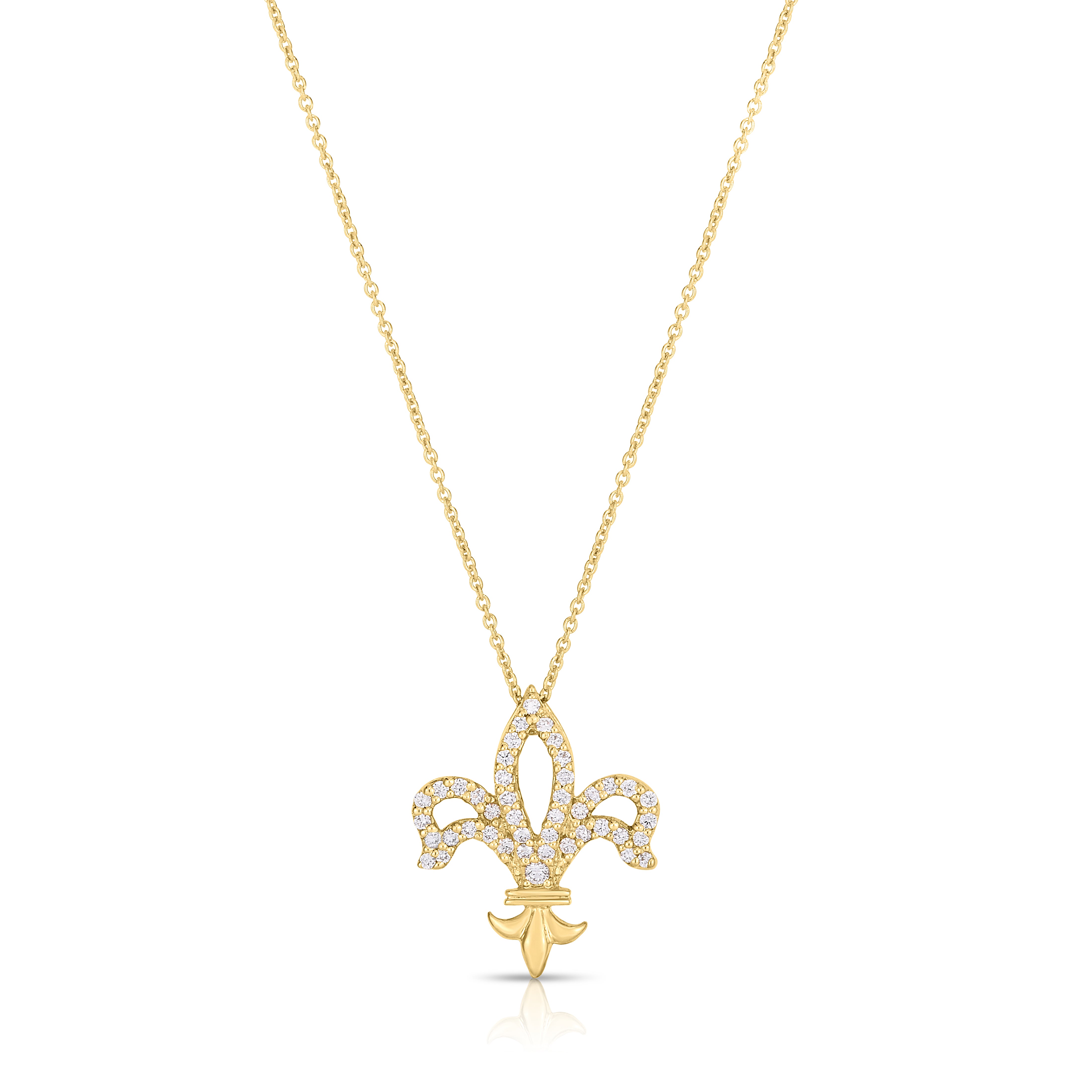 18K YELLOW GOLD TINY TREASURES DIAMOND FLEUR-DE-LIS NECKLACE