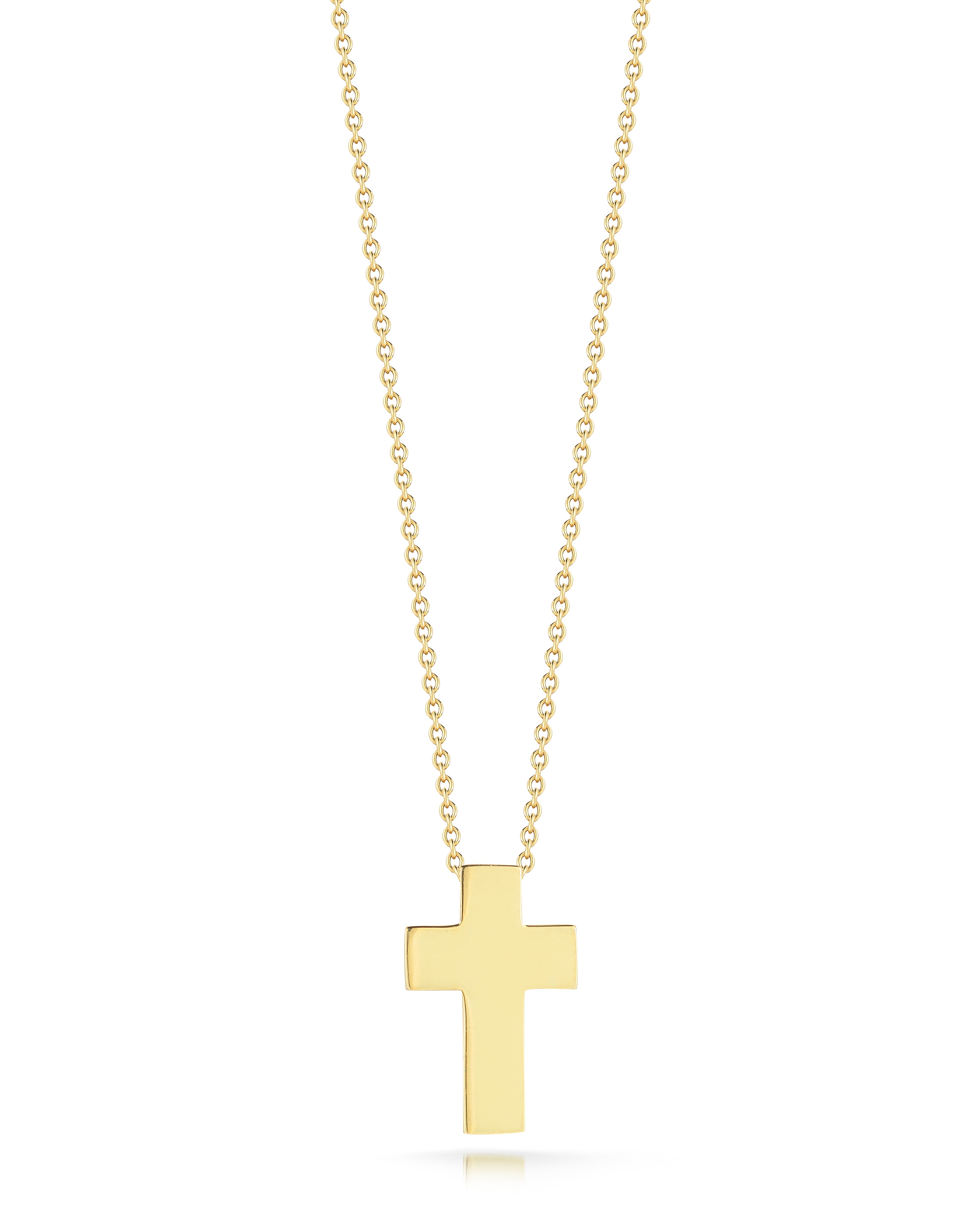 18K YELLOW GOLD TINY TREASURES HIGH POLISHED CROSS NECKLACE