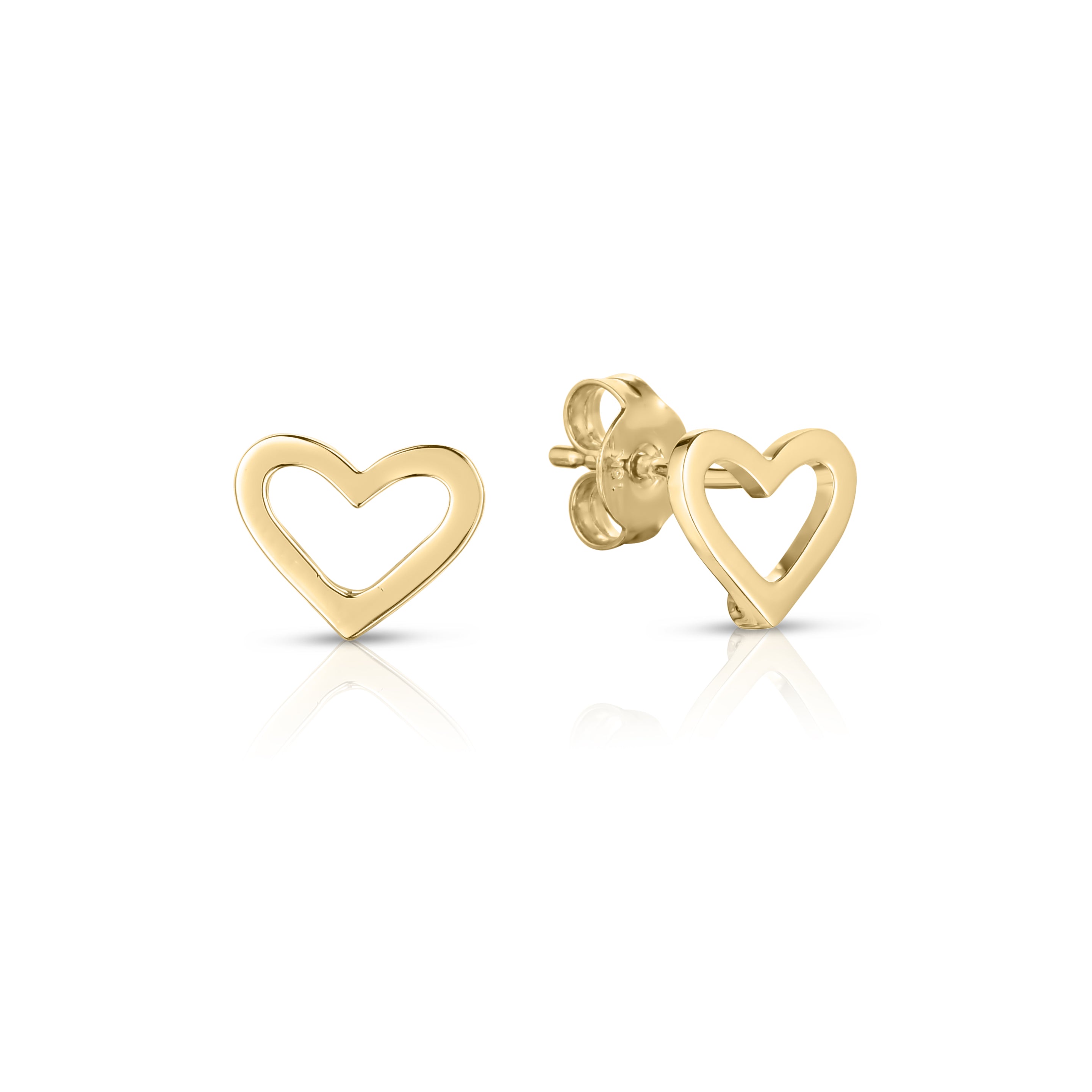 18K YELLOW GOLD TINY TREASURES HEART OUTLINE EARRINGS