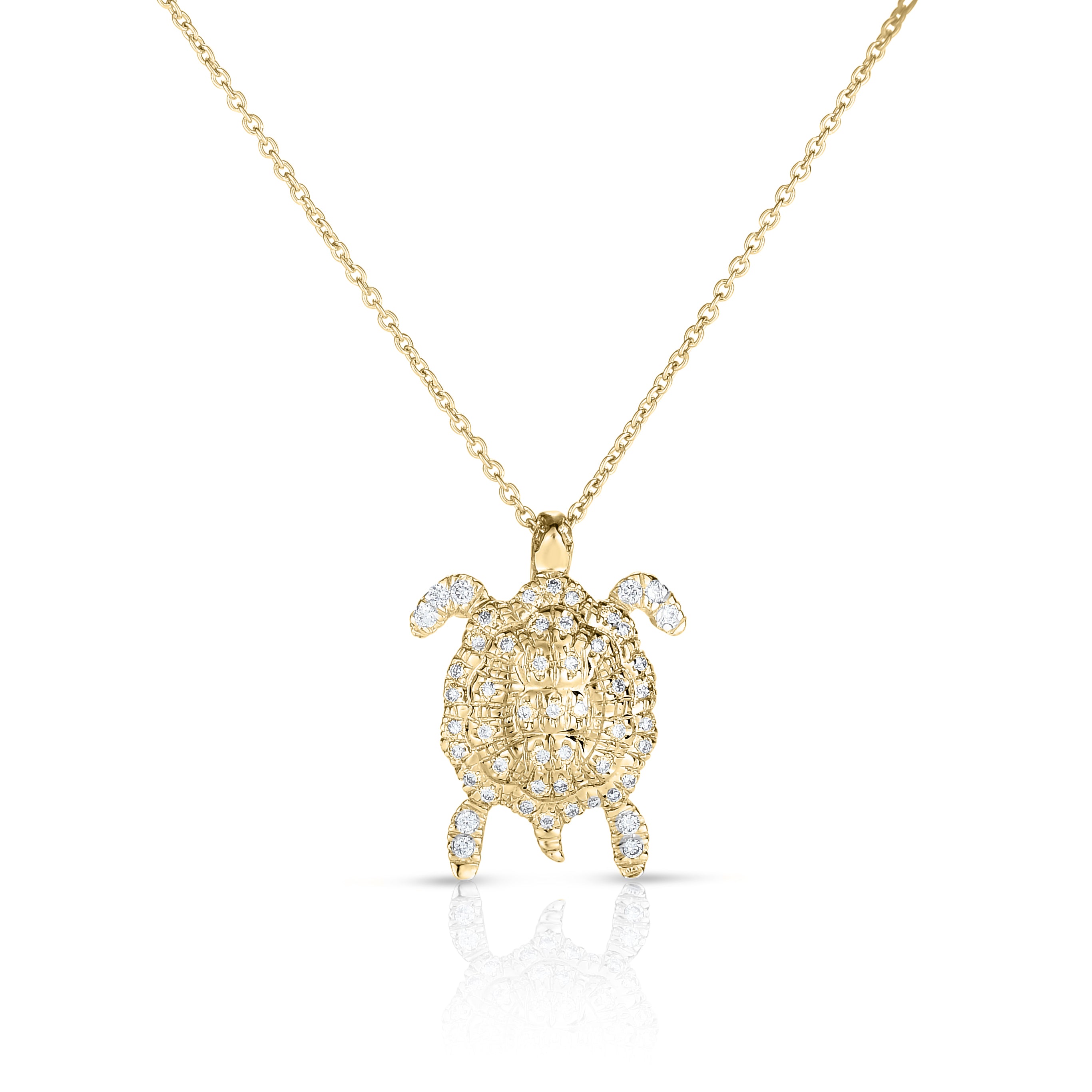 18K YELLOW GOLD TINY TREASURES DIAMOND TURTLE NECKLACE