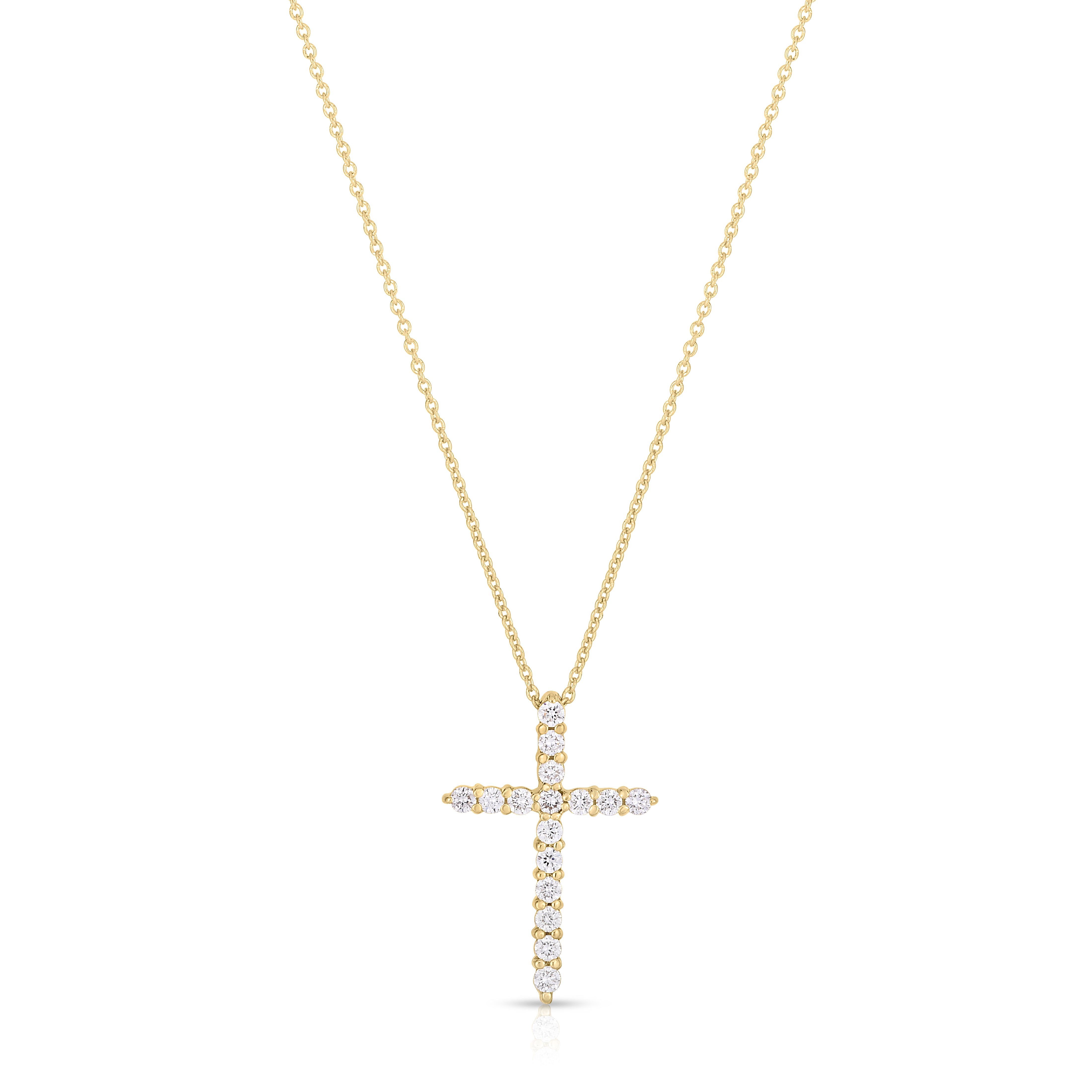 18K YELLOW GOLD TINY TREASURES DIAMOND CROSS NECKLACE