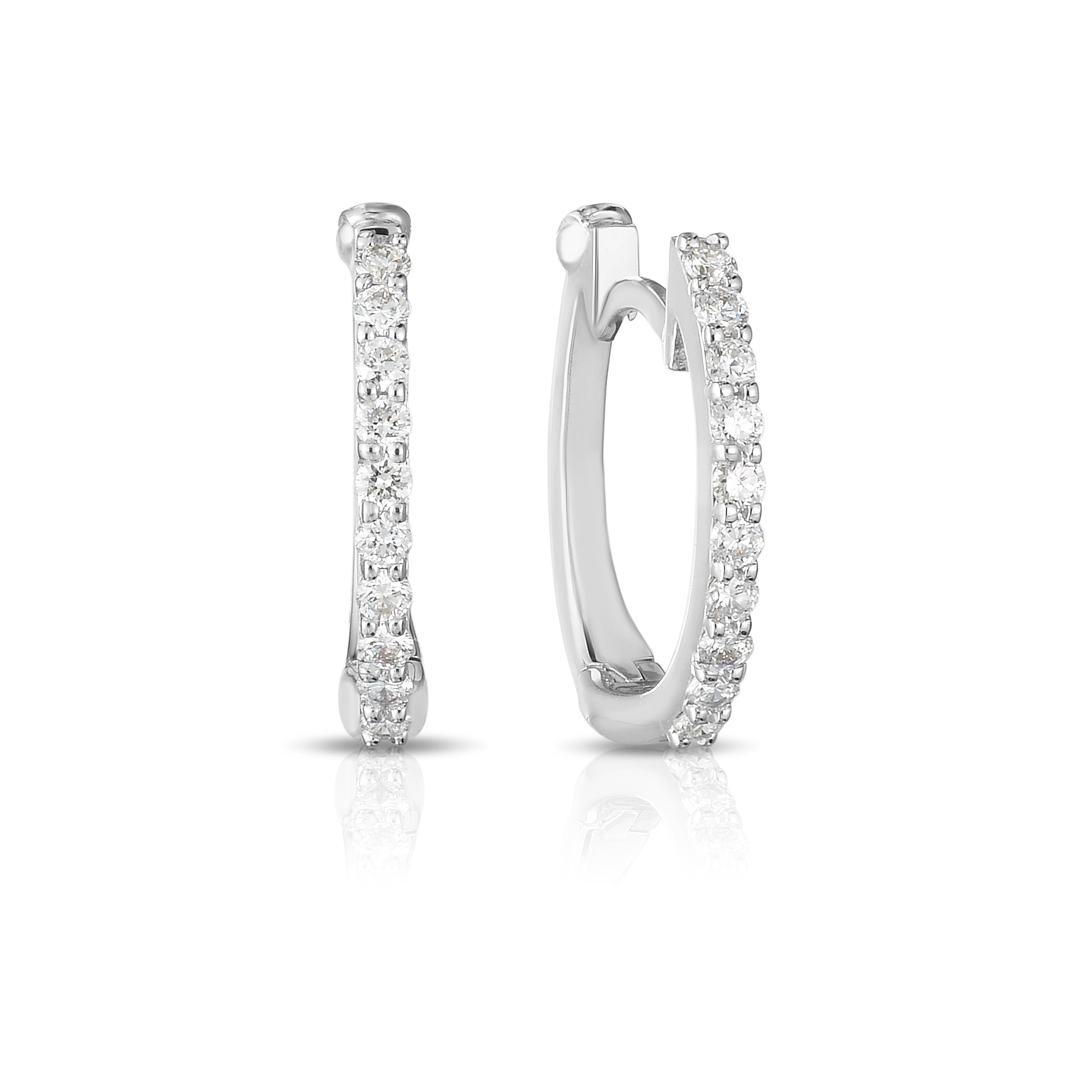 18K WHITE GOLD PERFECT DIAMOND HOOP® PAVE DIAMOND HUGGY EARRINGS
