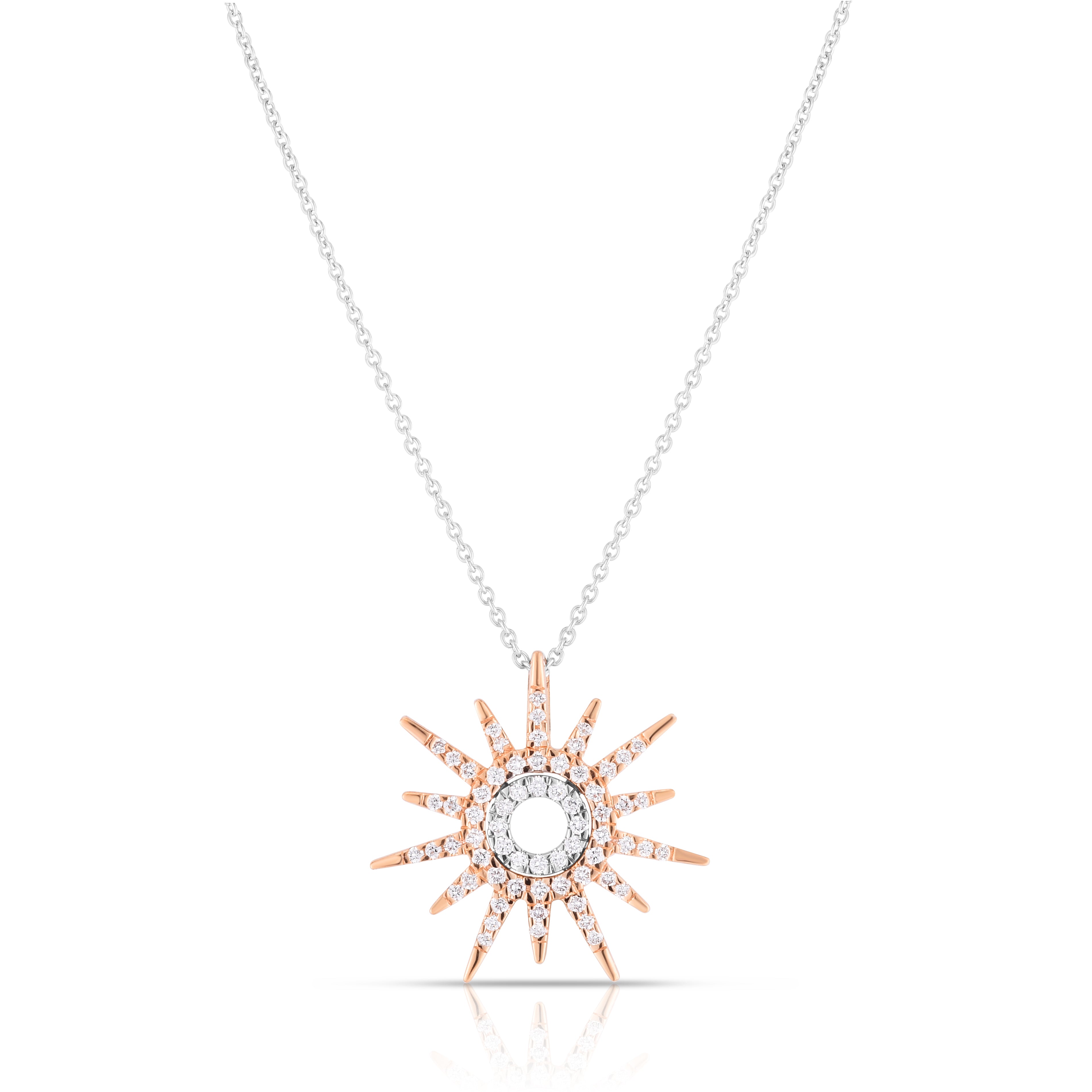 18K WHITE/ROSE GOLD TINY TREASURES SMALL DIAMOND SUN NECKLACE