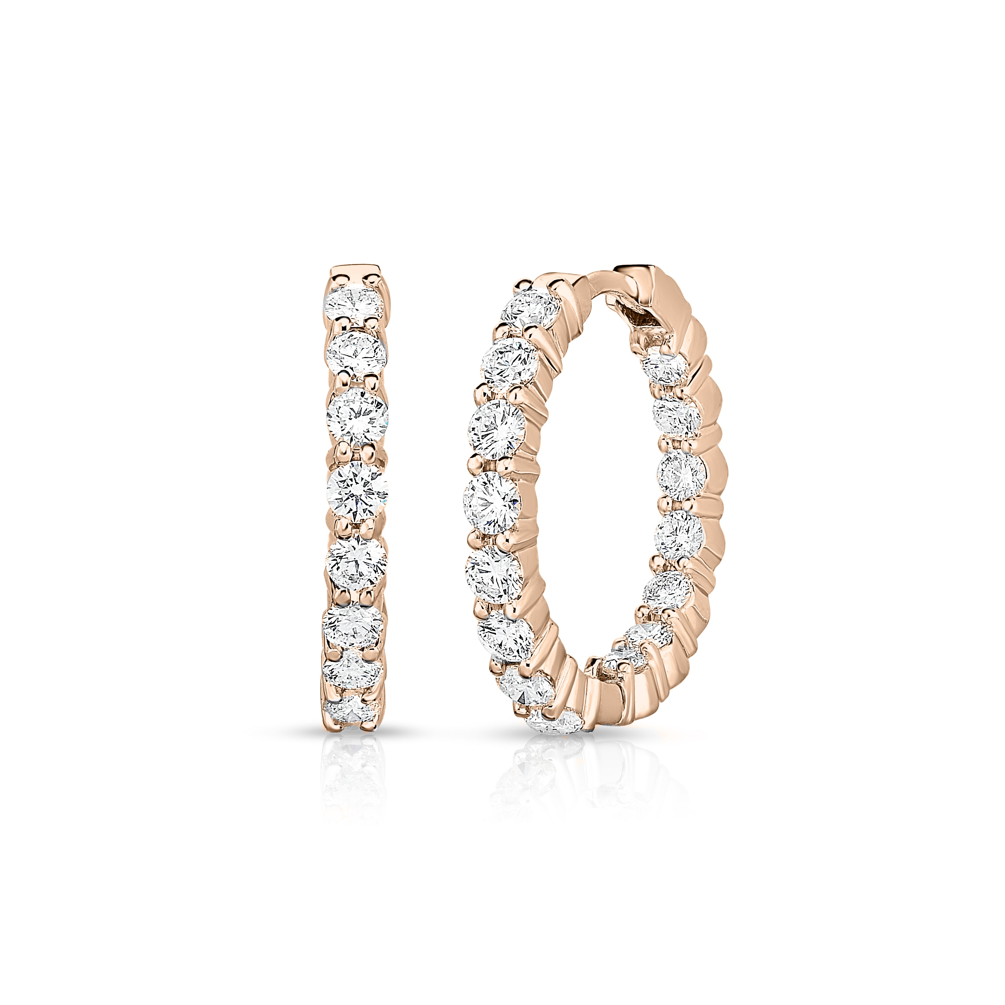 18K ROSE GOLD THE PERFECT DIAMOND HOOP® INSIDE OUTSIDE EARRINGS