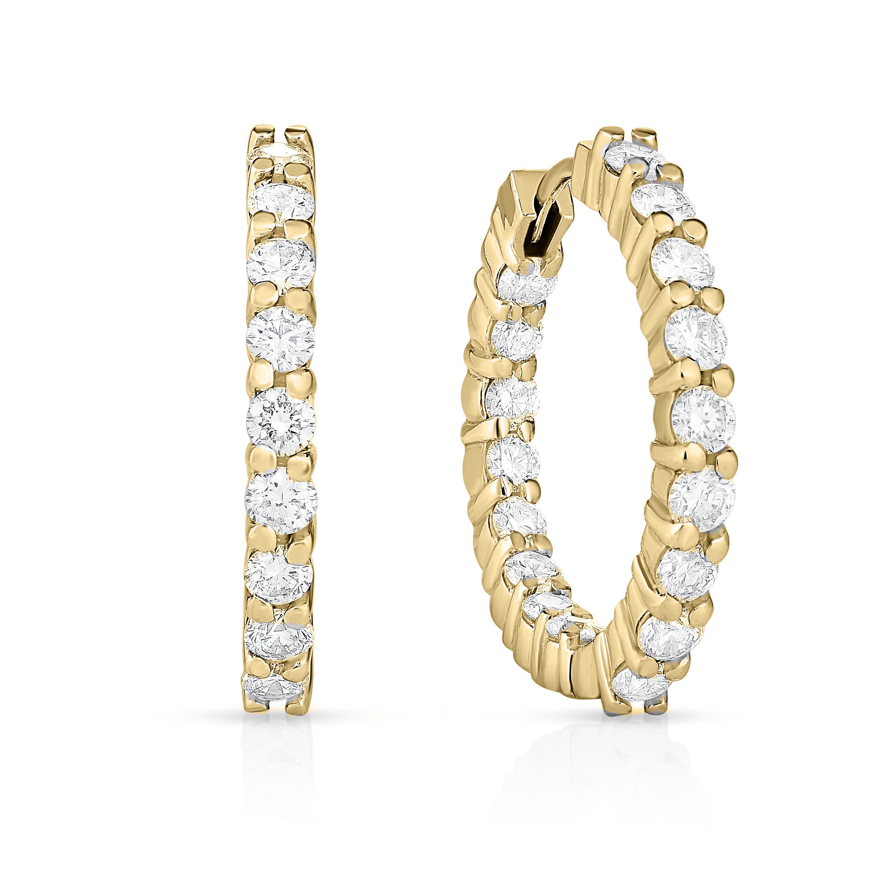 18K YELLOW GOLD THE PERFECT DIAMOND HOOP® INSIDE OUTSIDE EARRINGS