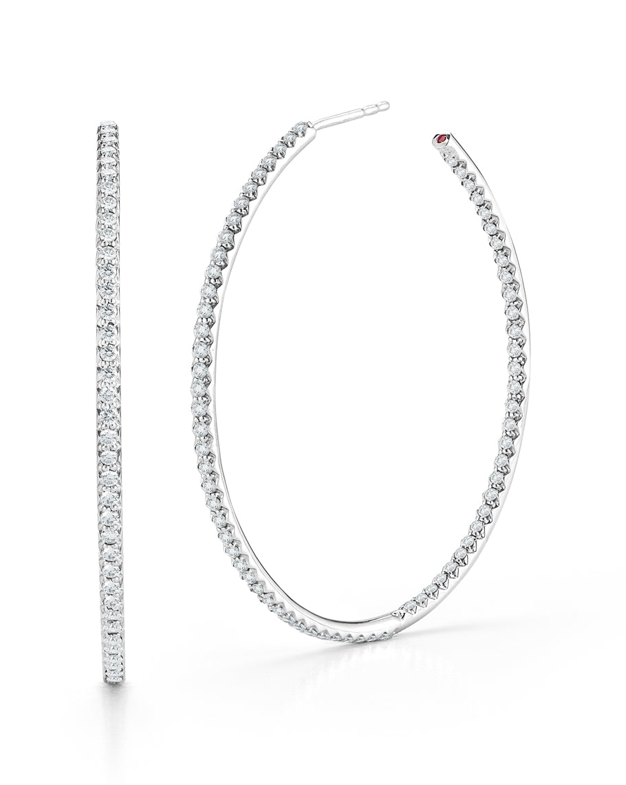 18K WHITE GOLD THE PERFECT DIAMOND HOOP® XX LARGE INSIDE OUTSIDE OPEN BACK EARRINGS