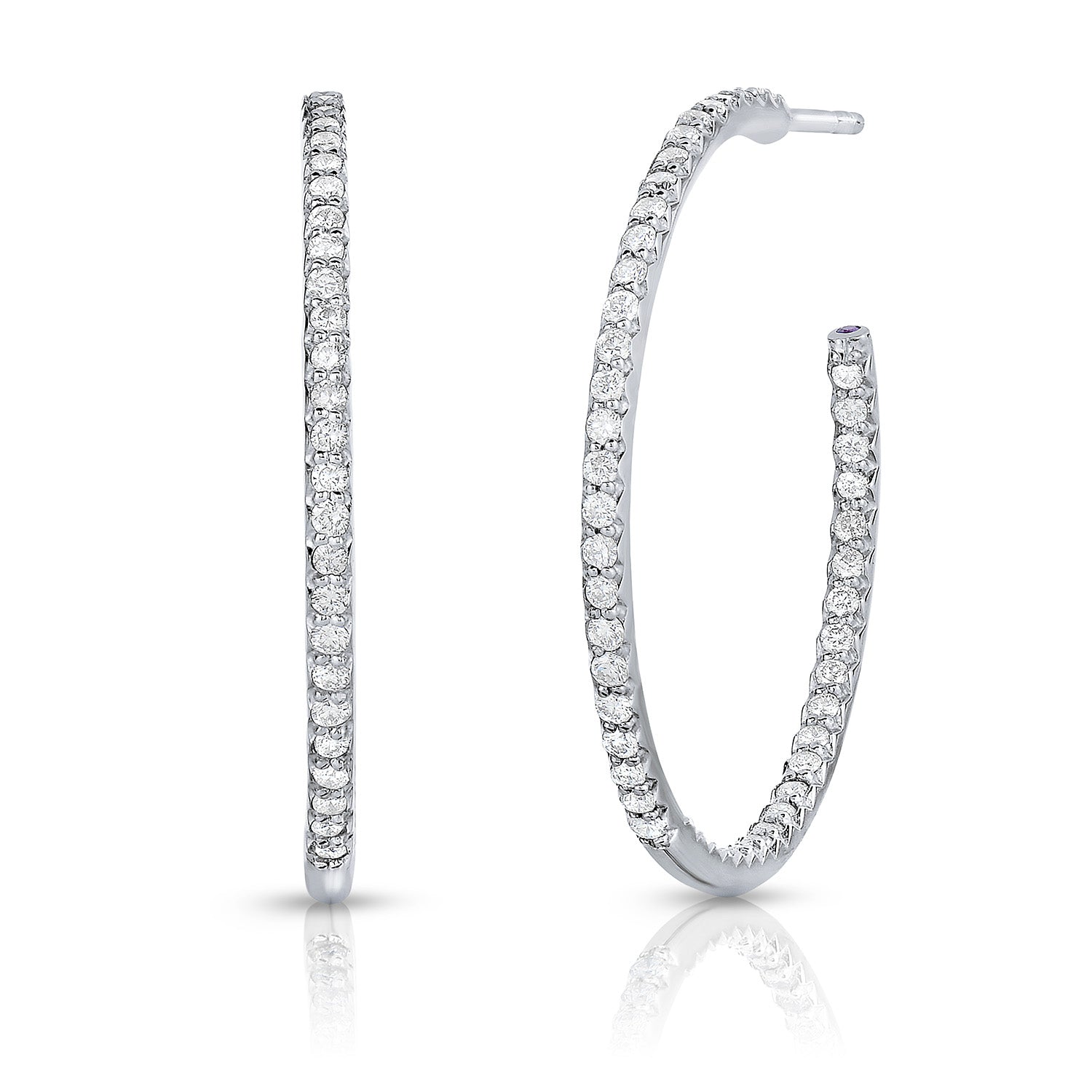 18K WHITE GOLD THE PERFECT DIAMOND HOOP® LARGE INSIDE OUTSIDE OPEN BACK EARRINGS