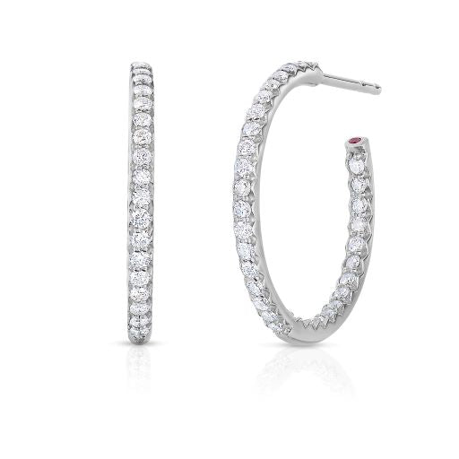 18K WHITE GOLD THE PERFECT DIAMOND HOOP® SMALL INSIDE OUTSIDE OPEN BACK EARRINGS