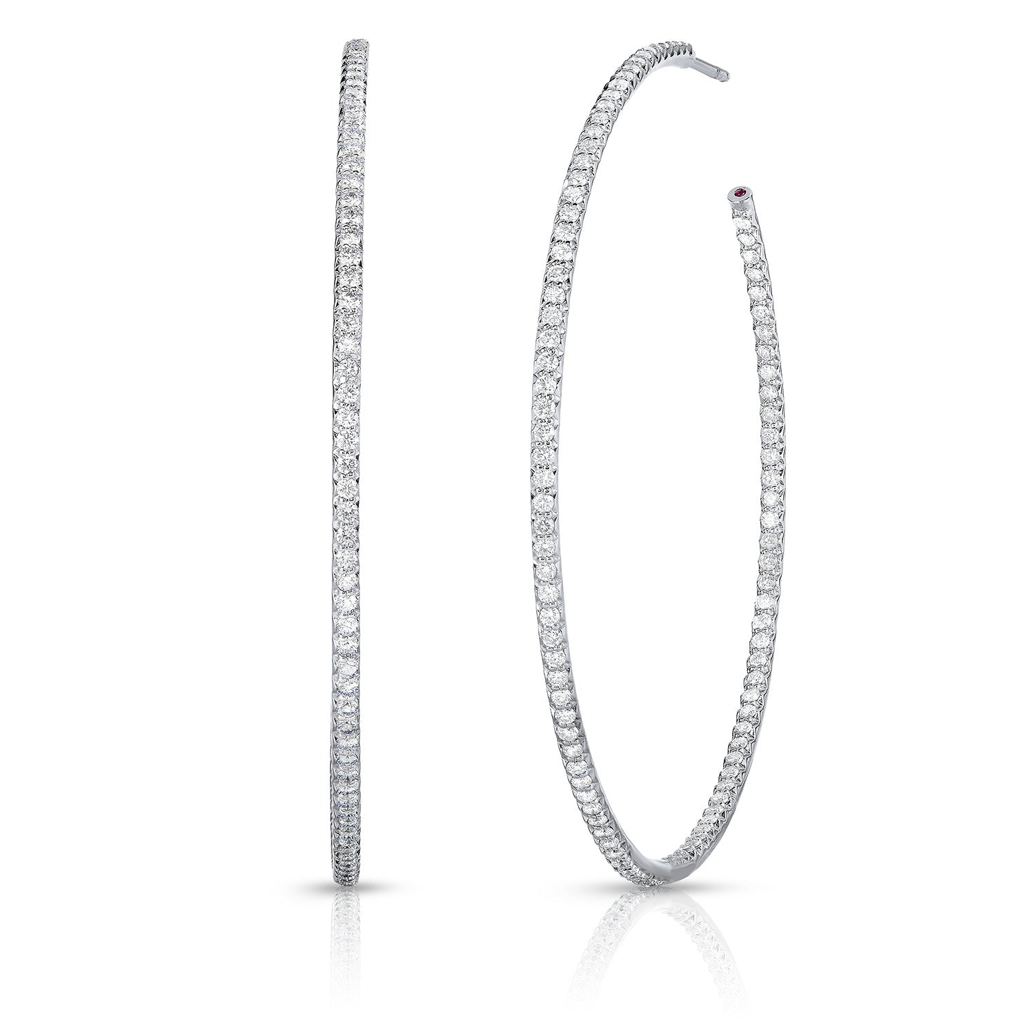 18K WHITE GOLD THE PERFECT DIAMOND HOOP® XXX LARGE INSIDE OUTSIDE OPEN BACK EARRINGS