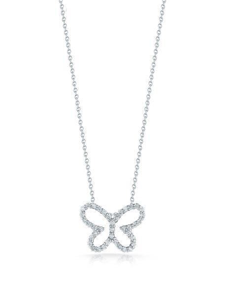 18K WHITE GOLD TINY TREASURES DIAMOND OUTLINE BUTTERFLY NECKLACE