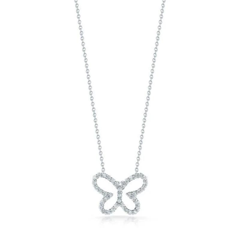 18K WHITE GOLD TINY TREASURES DIAMOND OUTLINE BUTTERFLY NECKLACE