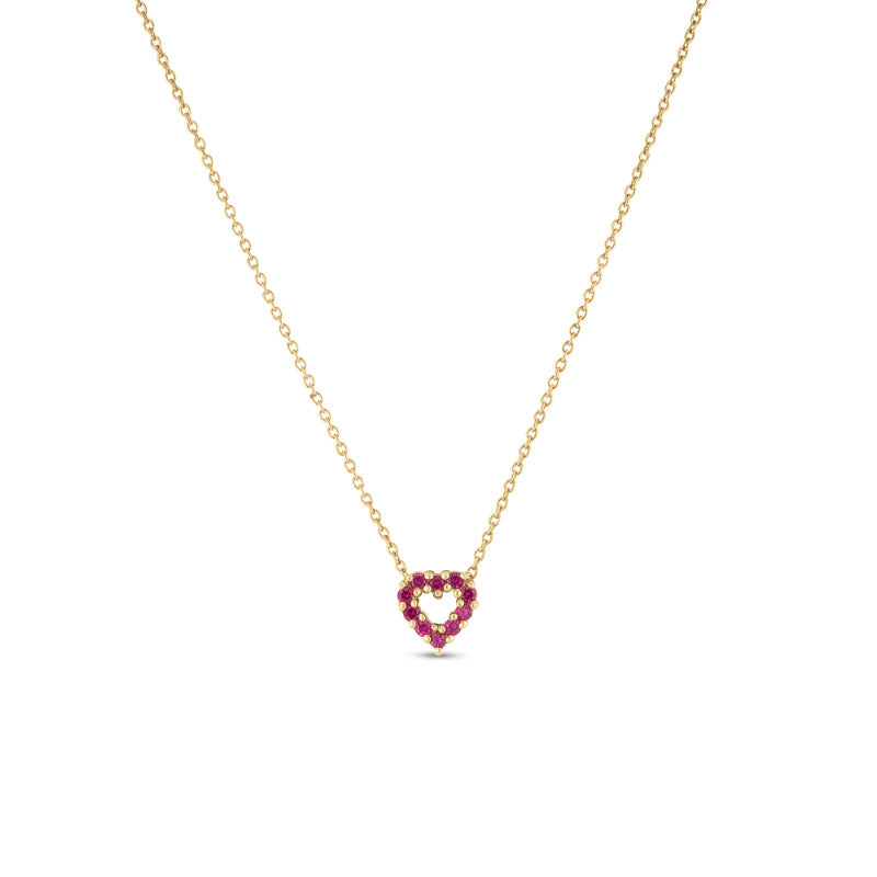 18K YELLOW GOLD TINY TREASURES DIAMOND AND RUBY REVERSIBLE HEART NECKLACE