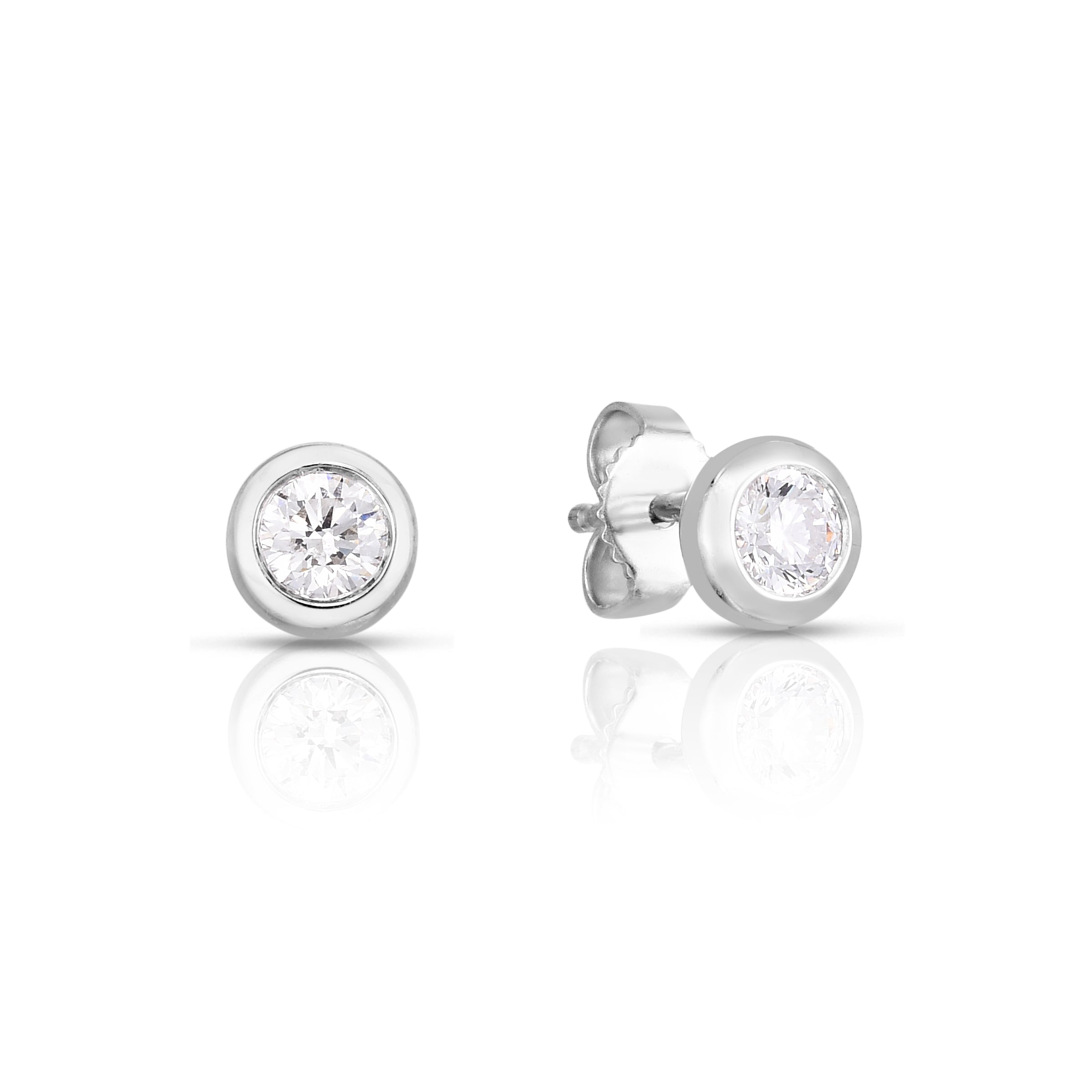18K WHITE GOLD TINY TREASURES MEDIUM BEZEL STUD EARRINGS