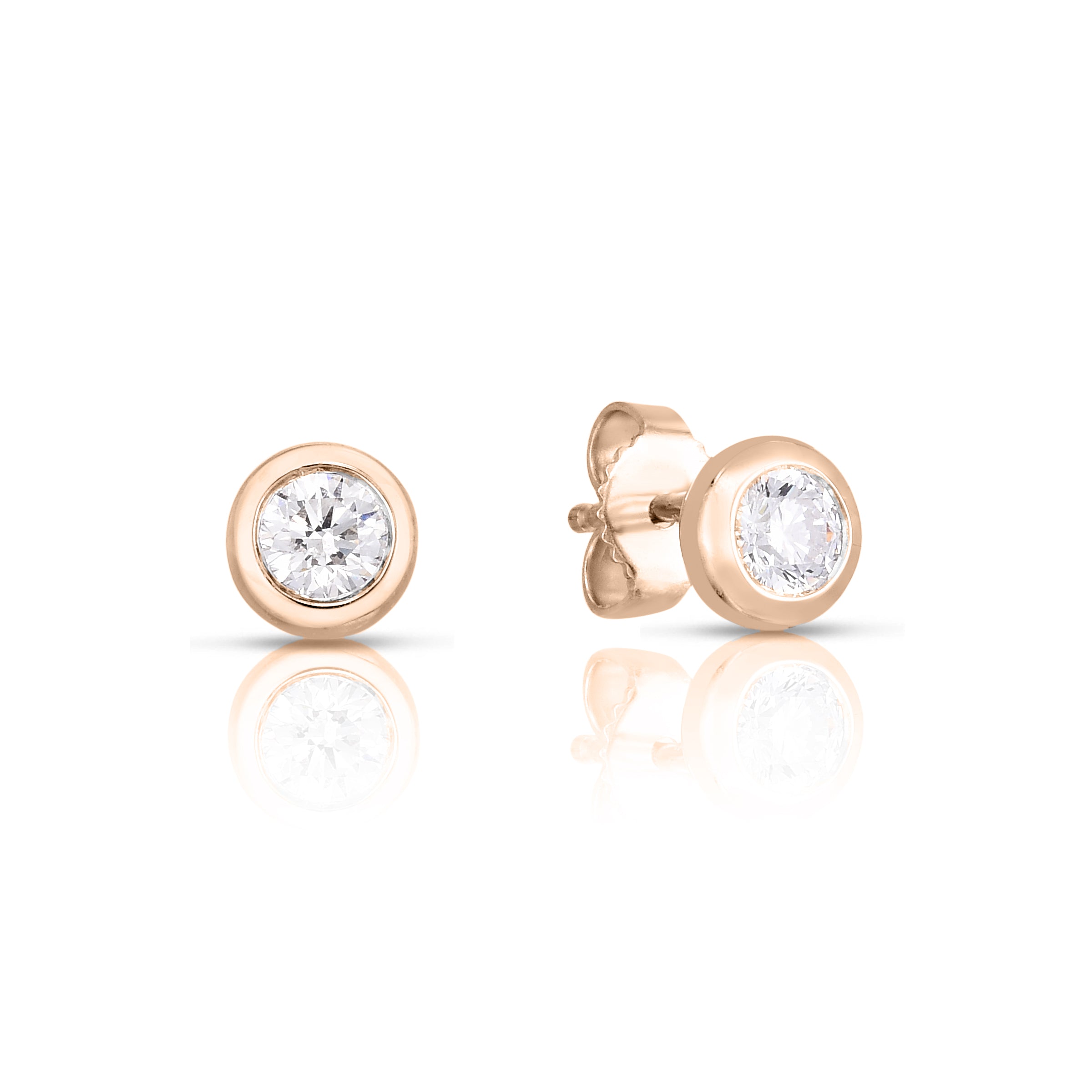18K ROSE GOLD TINY TREASURES MEDIUM BEZEL STUD EARRINGS