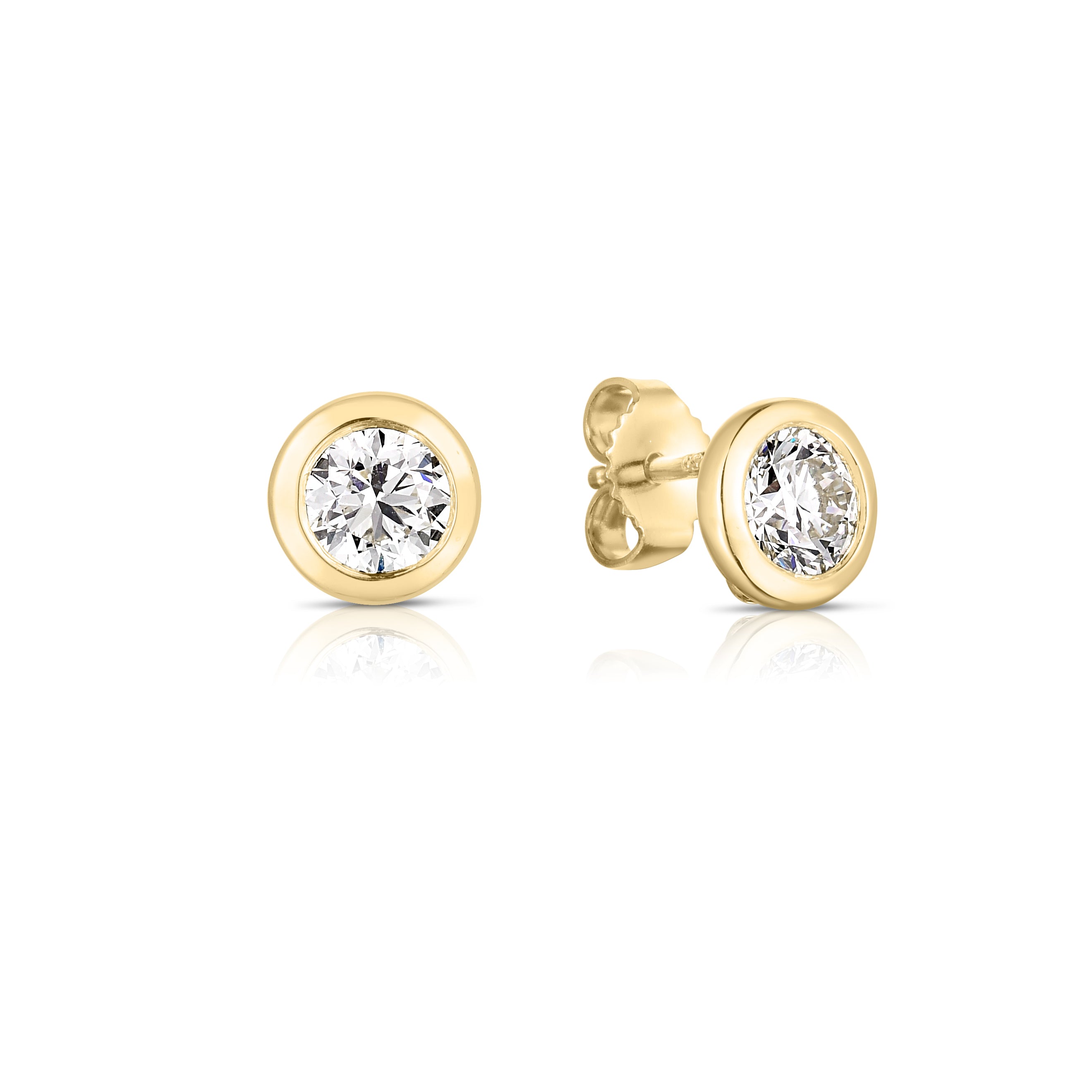 18K YELLOW GOLD TINY TREASURES LARGE BEZEL STUD EARRINGS