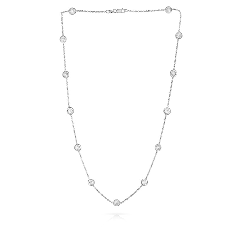 18K WHITE GOLD DIAMONDS BY INCH 13 STATION 16 INCH NECKLACE
