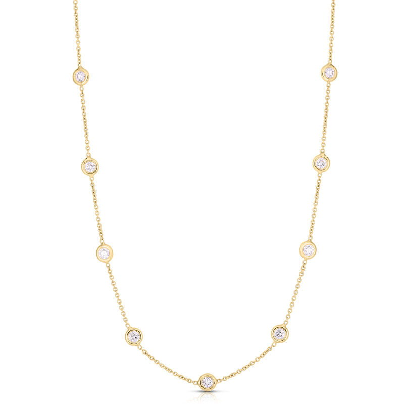 18K YELLOW GOLD DIAMONDS BY INCH 13 STATION 18 INCH NECKLACE