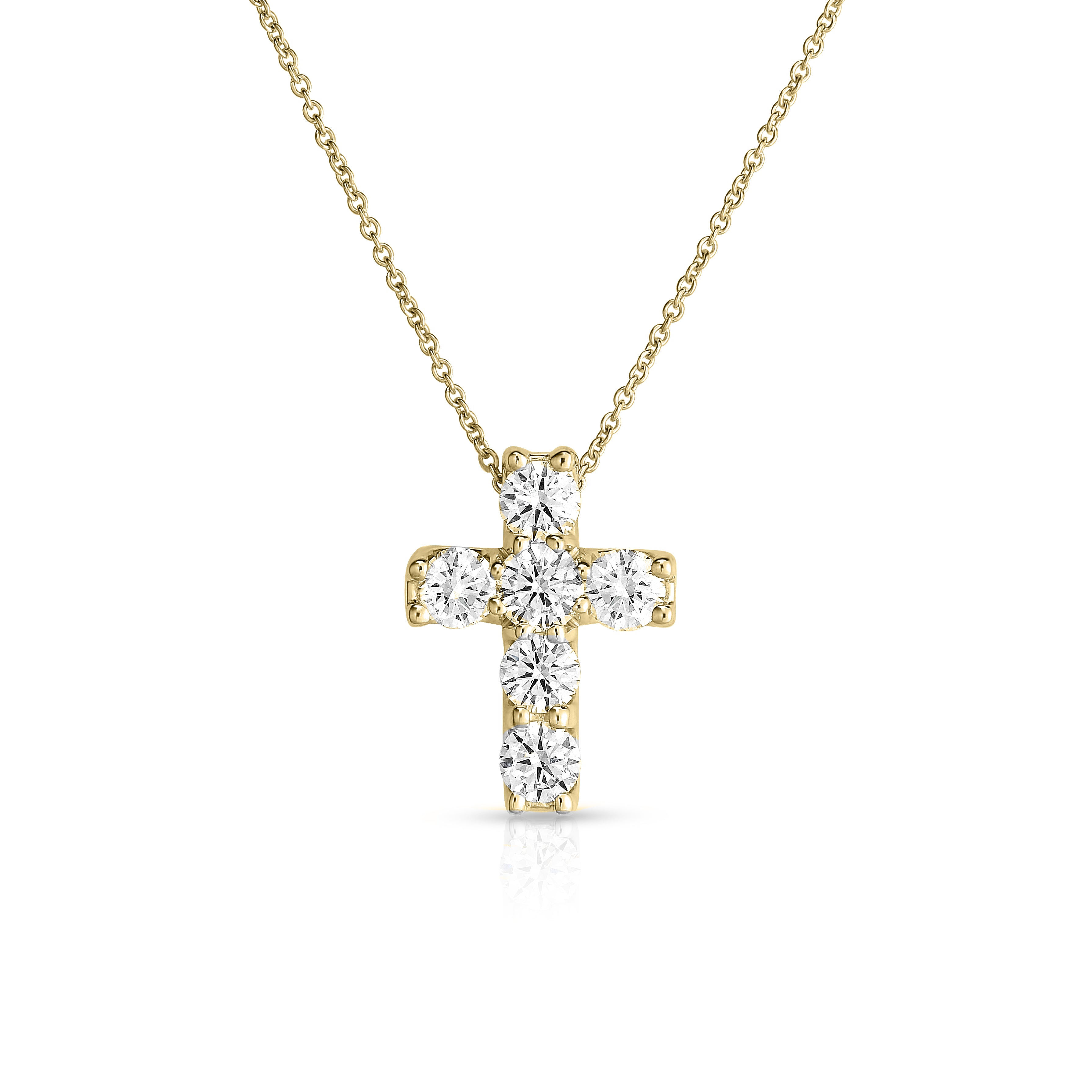 18K YELLOW GOLD TINY TREASURES SQUARE SET DIAMOND CROSS