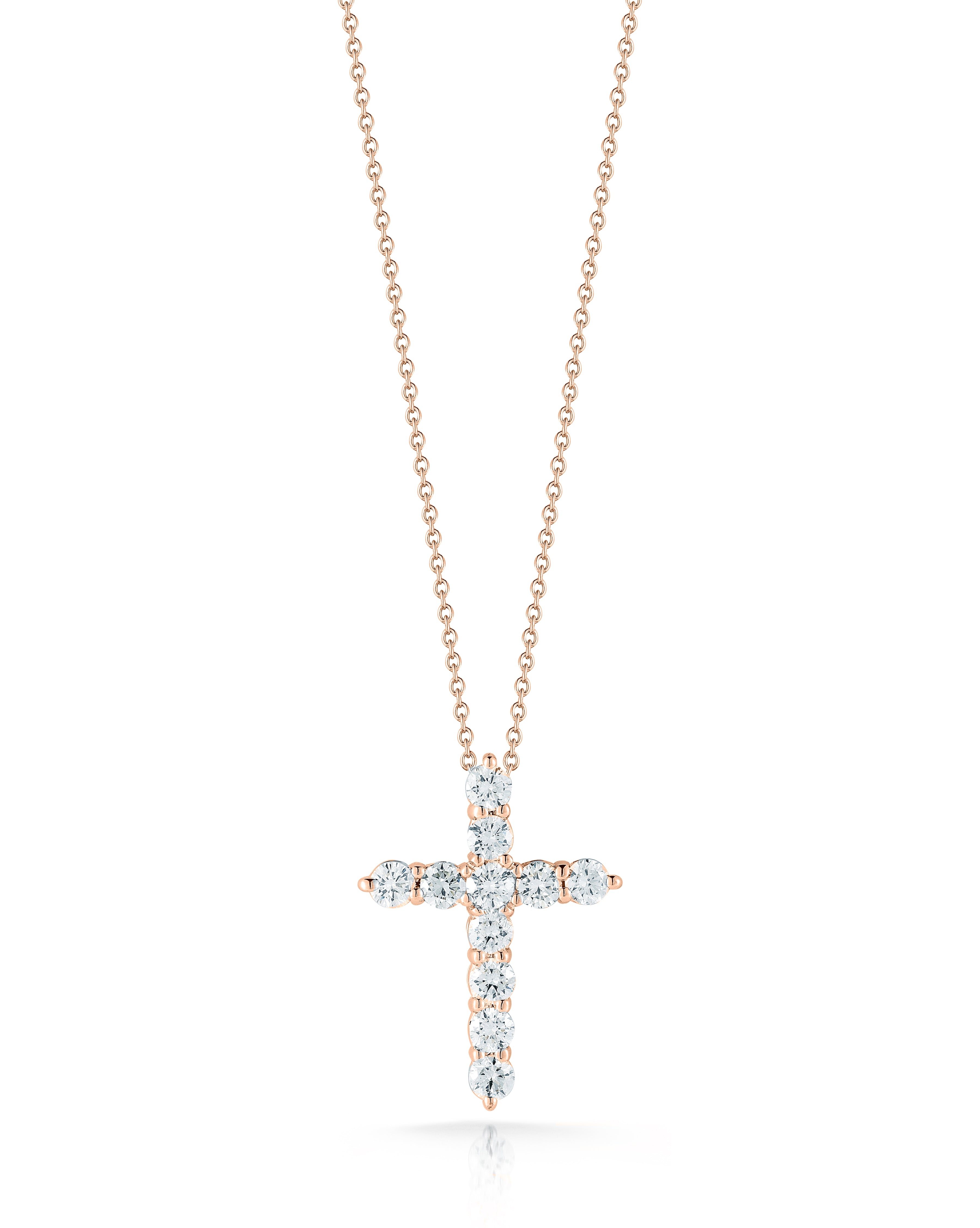 18K ROSE GOLD TINY TREASURES DIAMOND CROSS NECKLACE