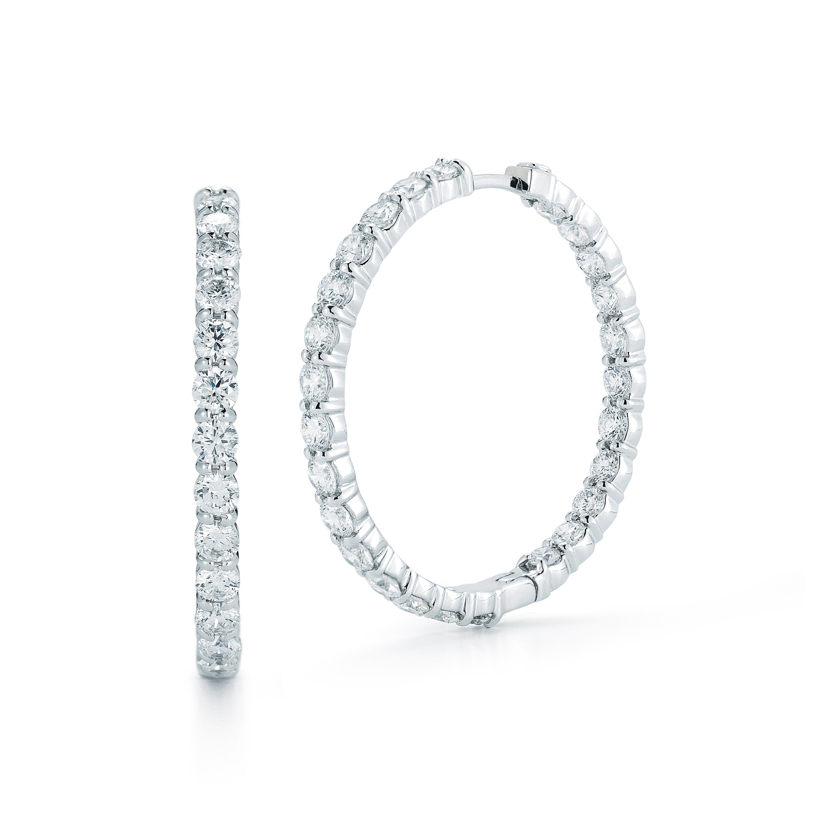 18K WHITE GOLD THE PERFECT DIAMOND HOOP® INSIDE OUTSIDE EARRINGS