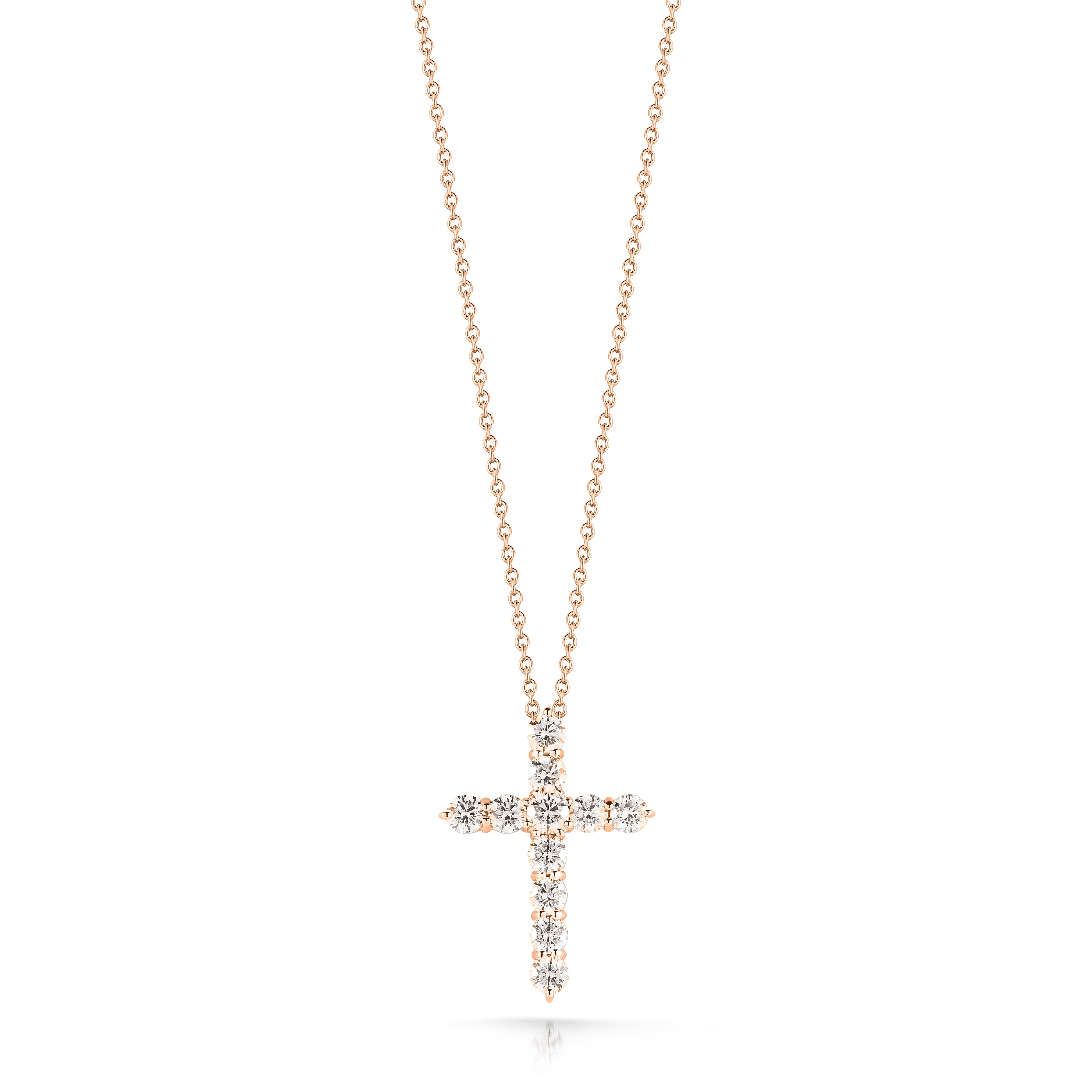 18K ROSE GOLD TINY TREASURES LARGE DIAMOND CROSS NECKLACE