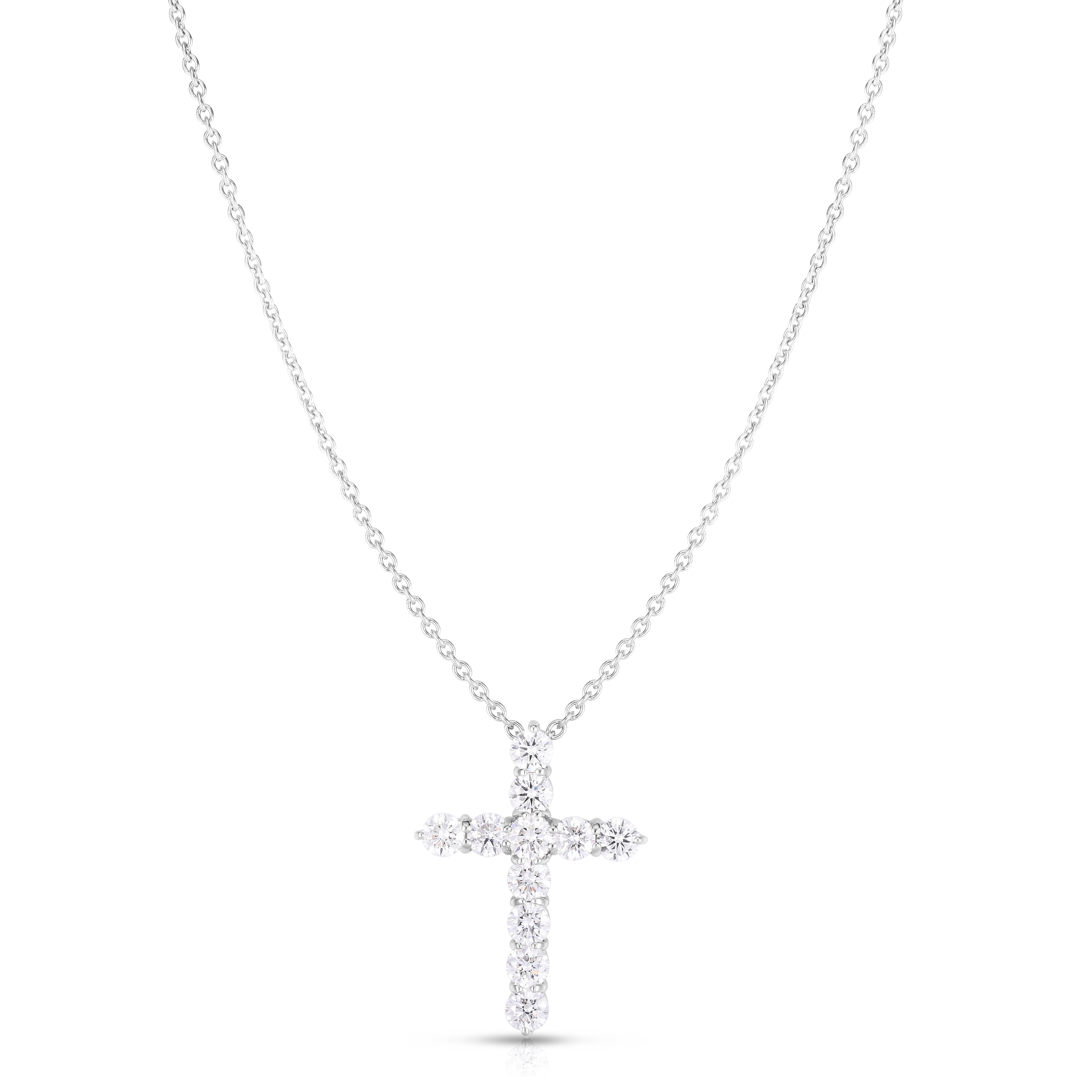 18K WHITE GOLD TINY TREASURES EXTRA LARGE DIAMOND CROSS NECKLACE