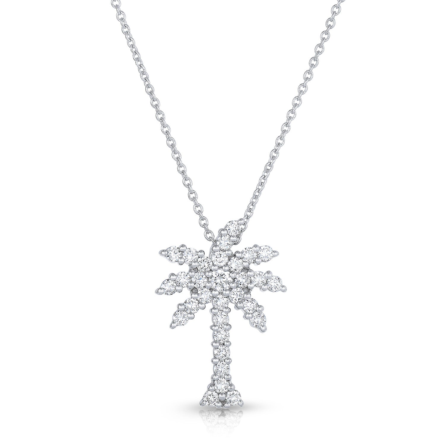 18K WHITE GOLD TINY TREASURES LARGE DIAMOND PALM TREE NECKLACE