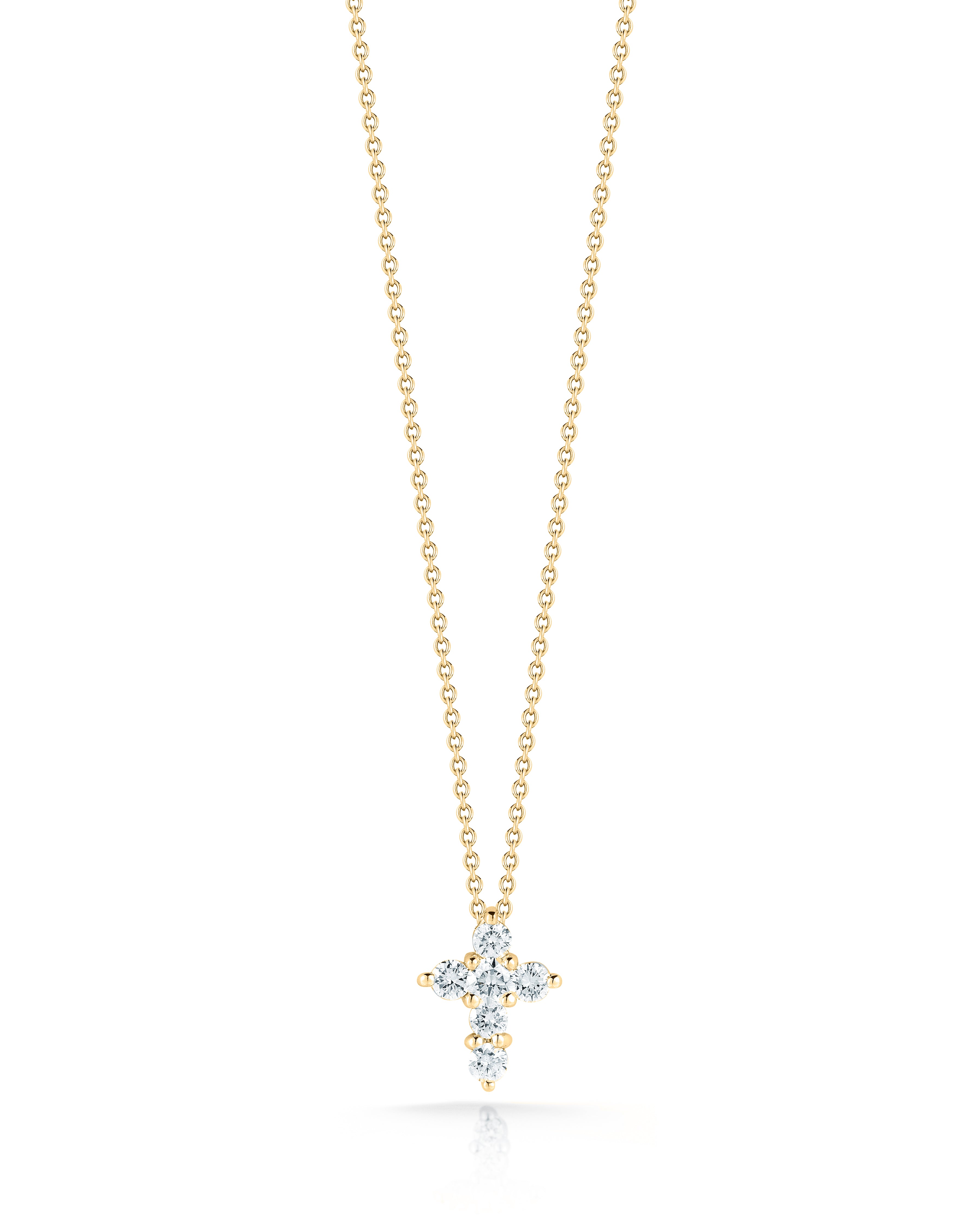 18K YELLOW GOLD TINY TREASURES MINI DIAMOND CROSS NECKLACE