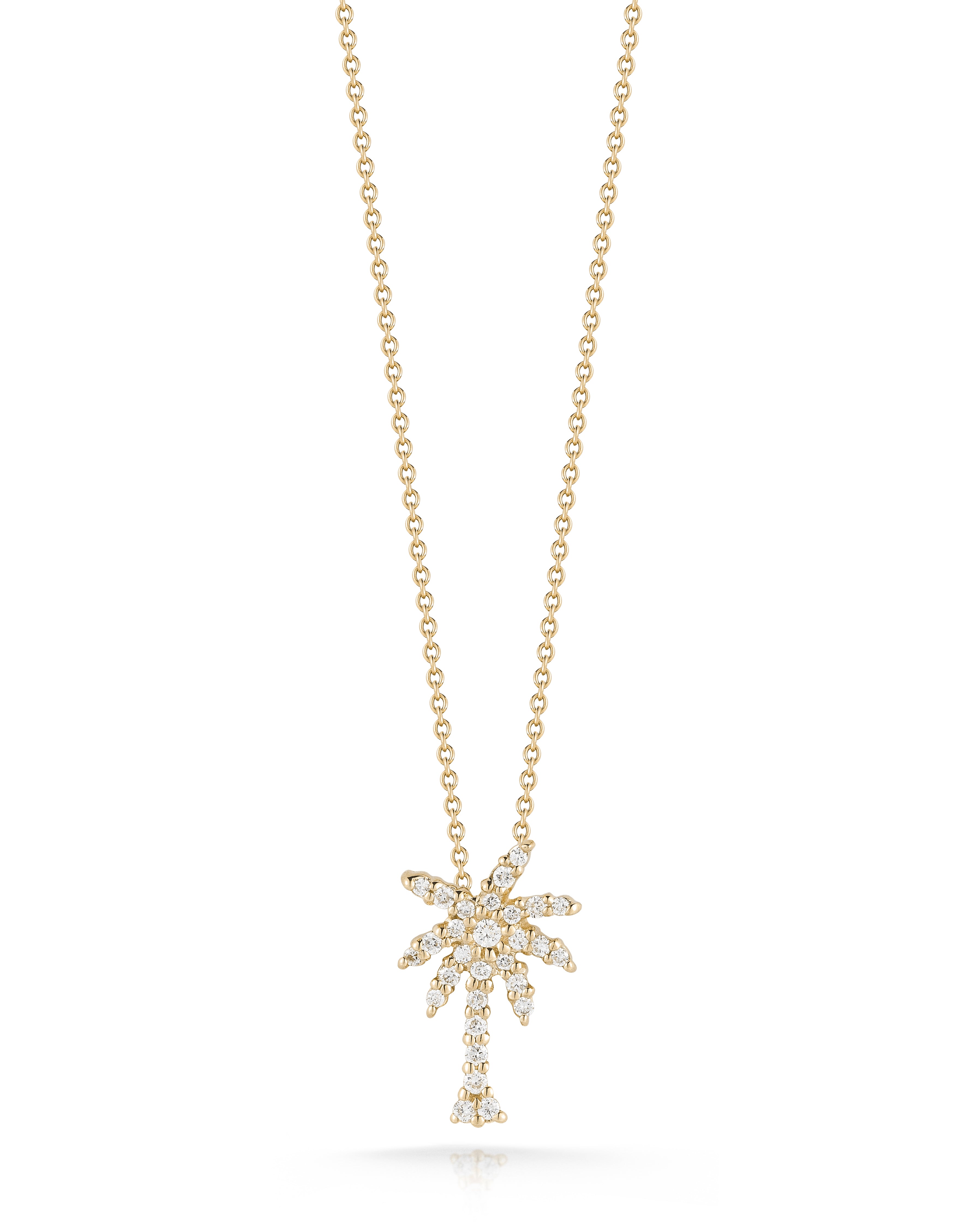 18K YELLOW GOLD TINY TREASURES SMALL DIAMOND PALM TREE NECKLACE