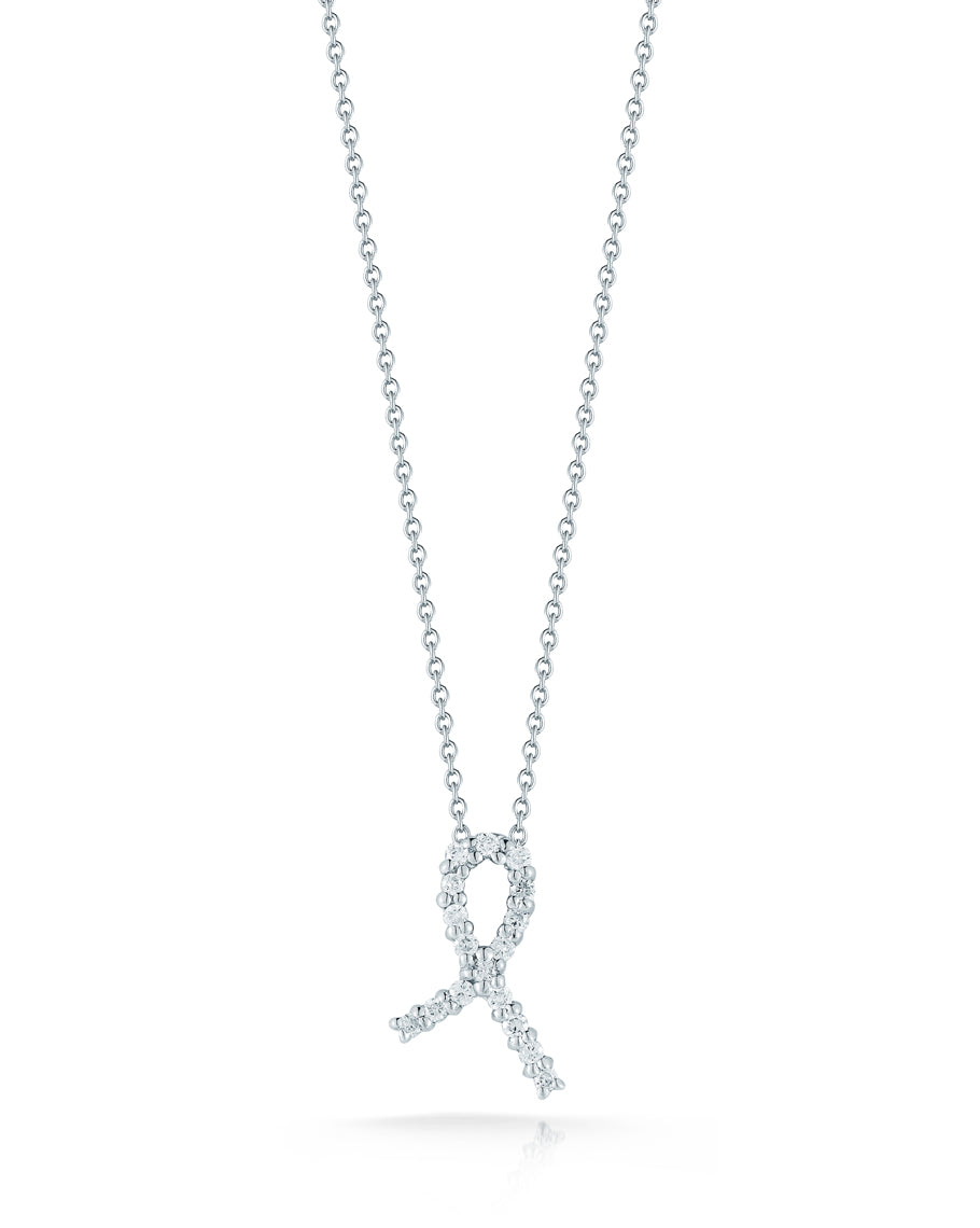 18K WHITE GOLD TINY TREASURES DIAMOND RIBBON OF HOPE NECKLACE