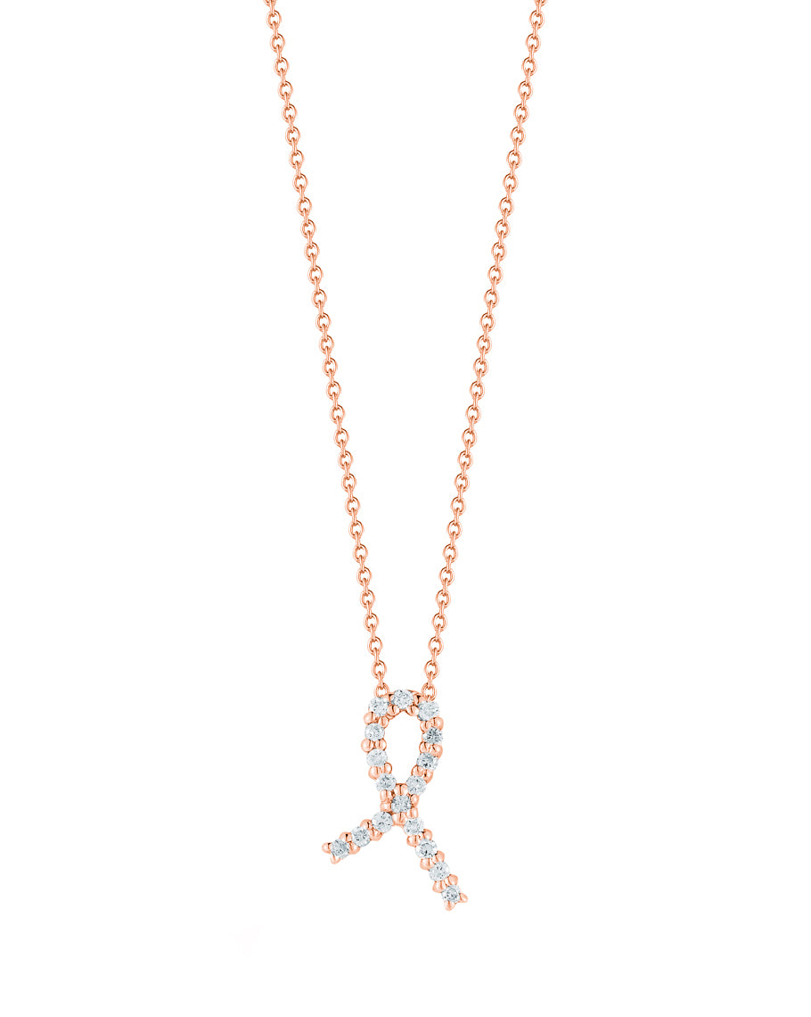 18K ROSE GOLD TINY TREASURES DIAMOND RIBBON OF HOPE NECKLACE