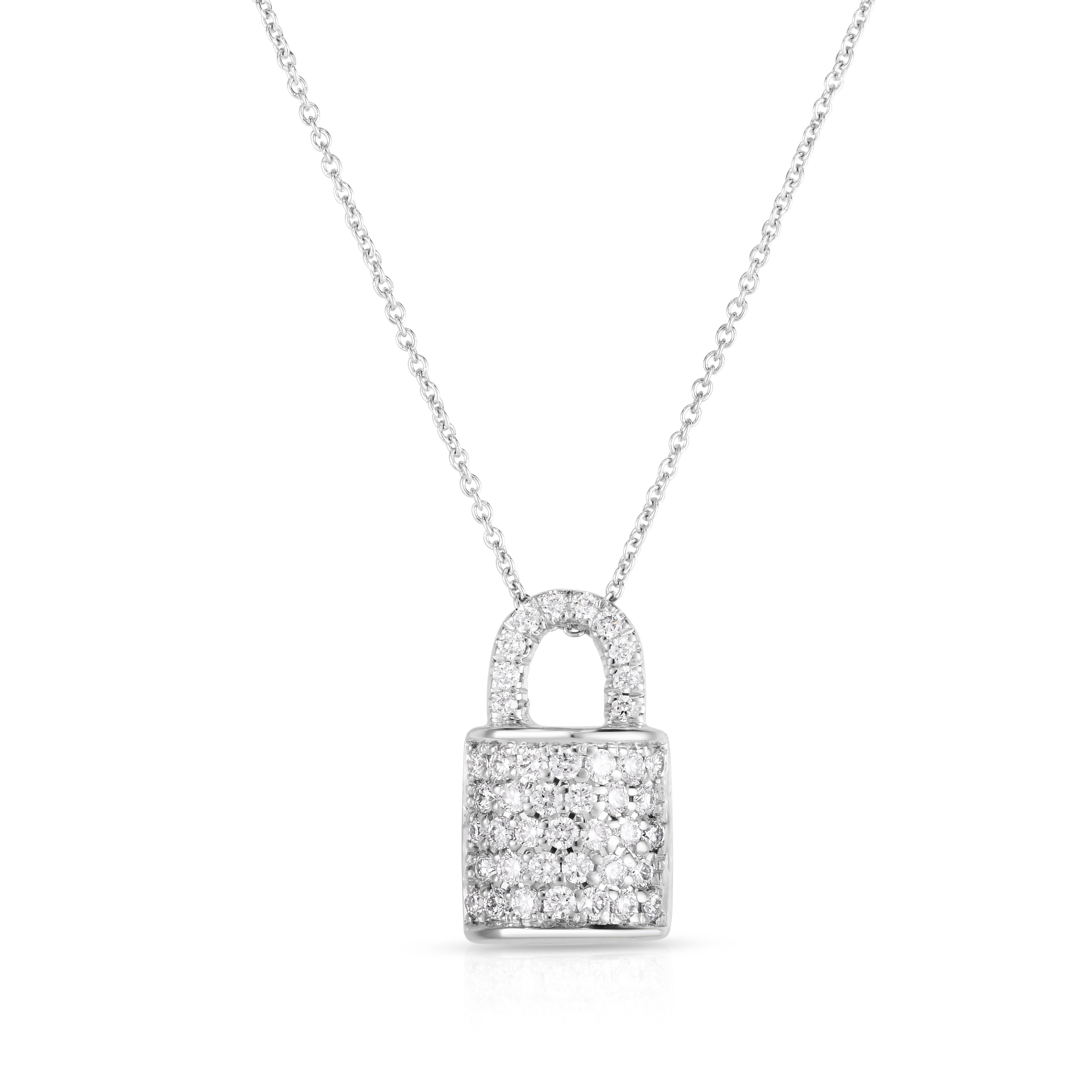 18K WHITE GOLD TINY TREASURES DIAMOND LOCK NECKLACE