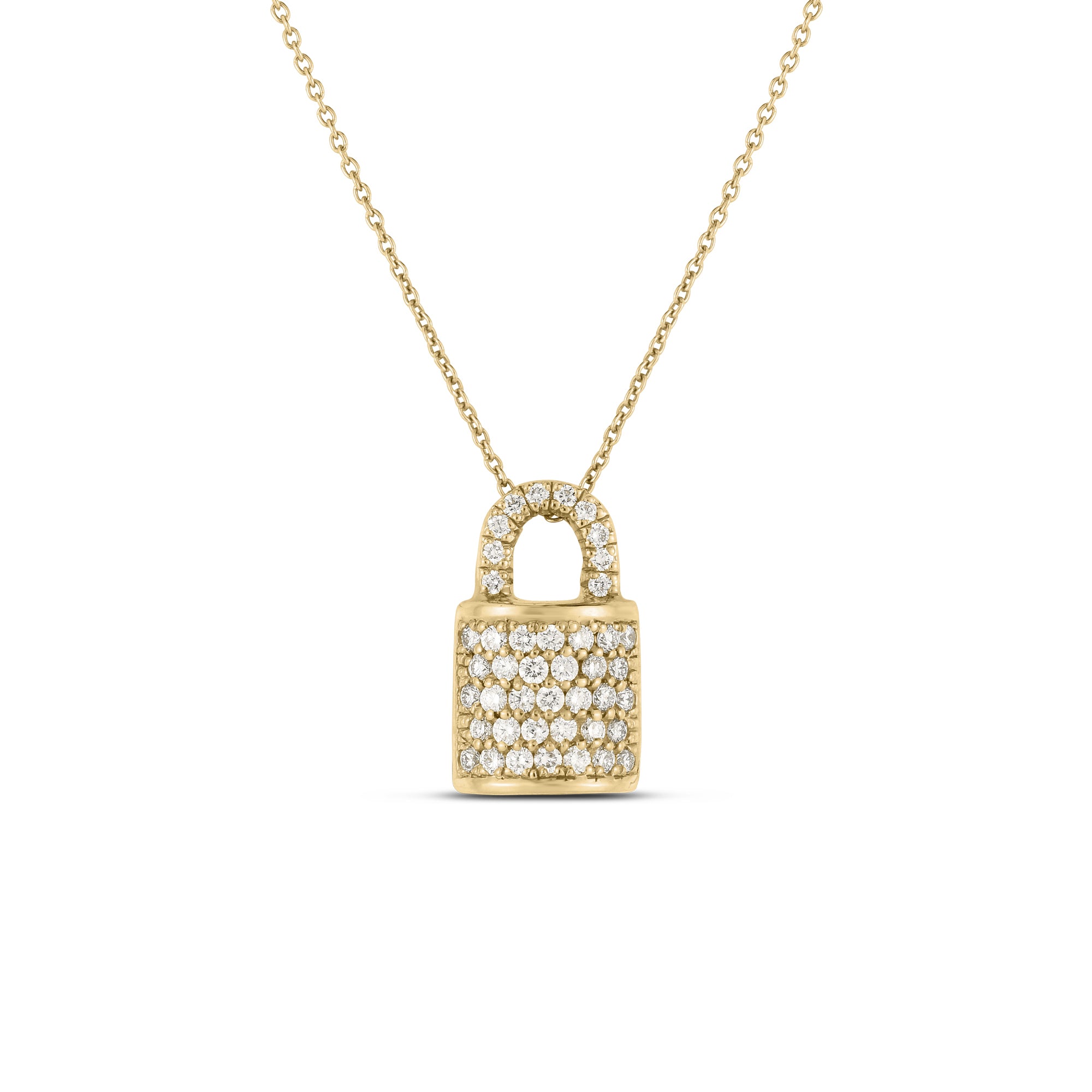 18K YELLOW GOLD TINY TREASURES DIAMOND LOCK NECKLACE