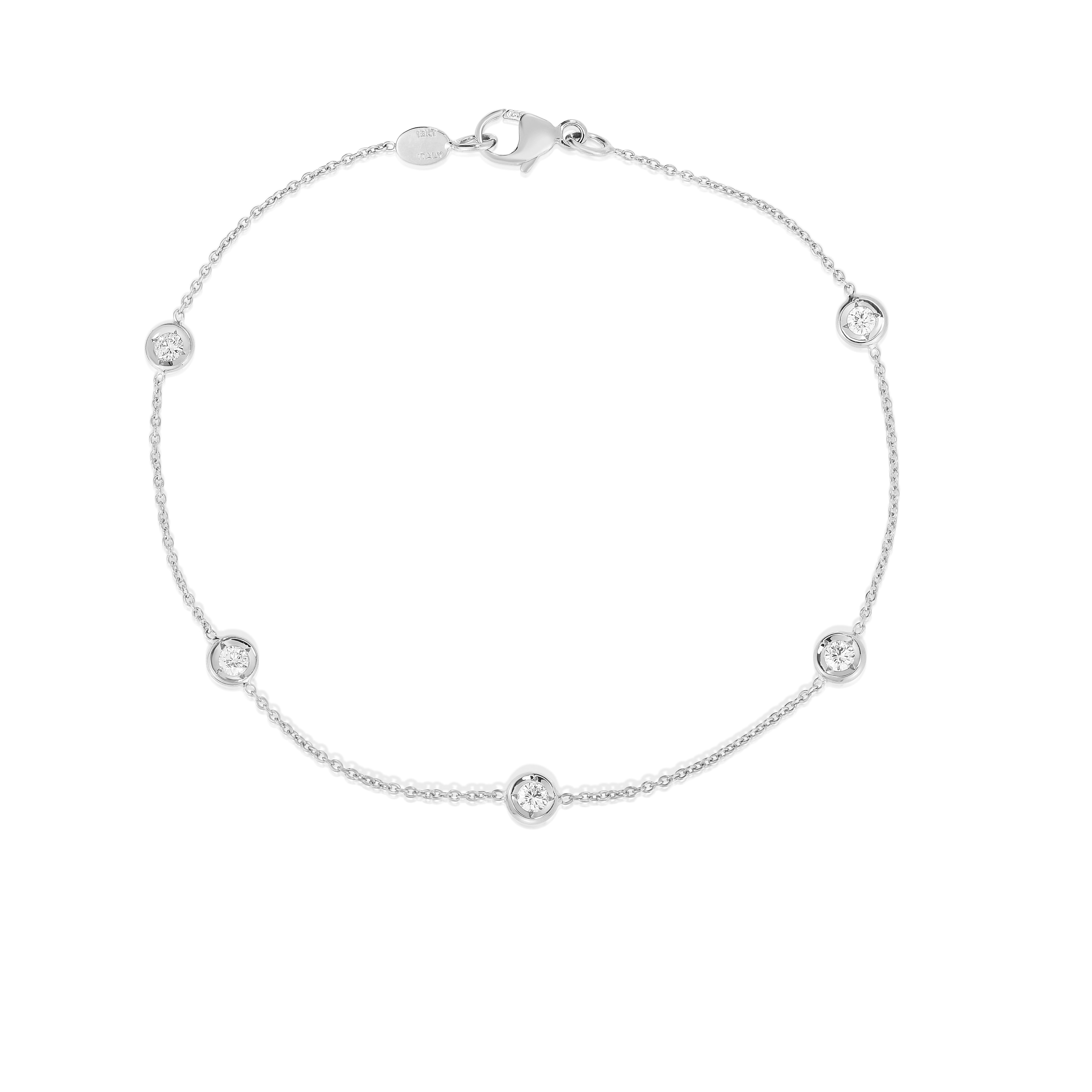18K WHITE GOLD DIAMONDS BY THE INCH FIVE STATION BRACELET