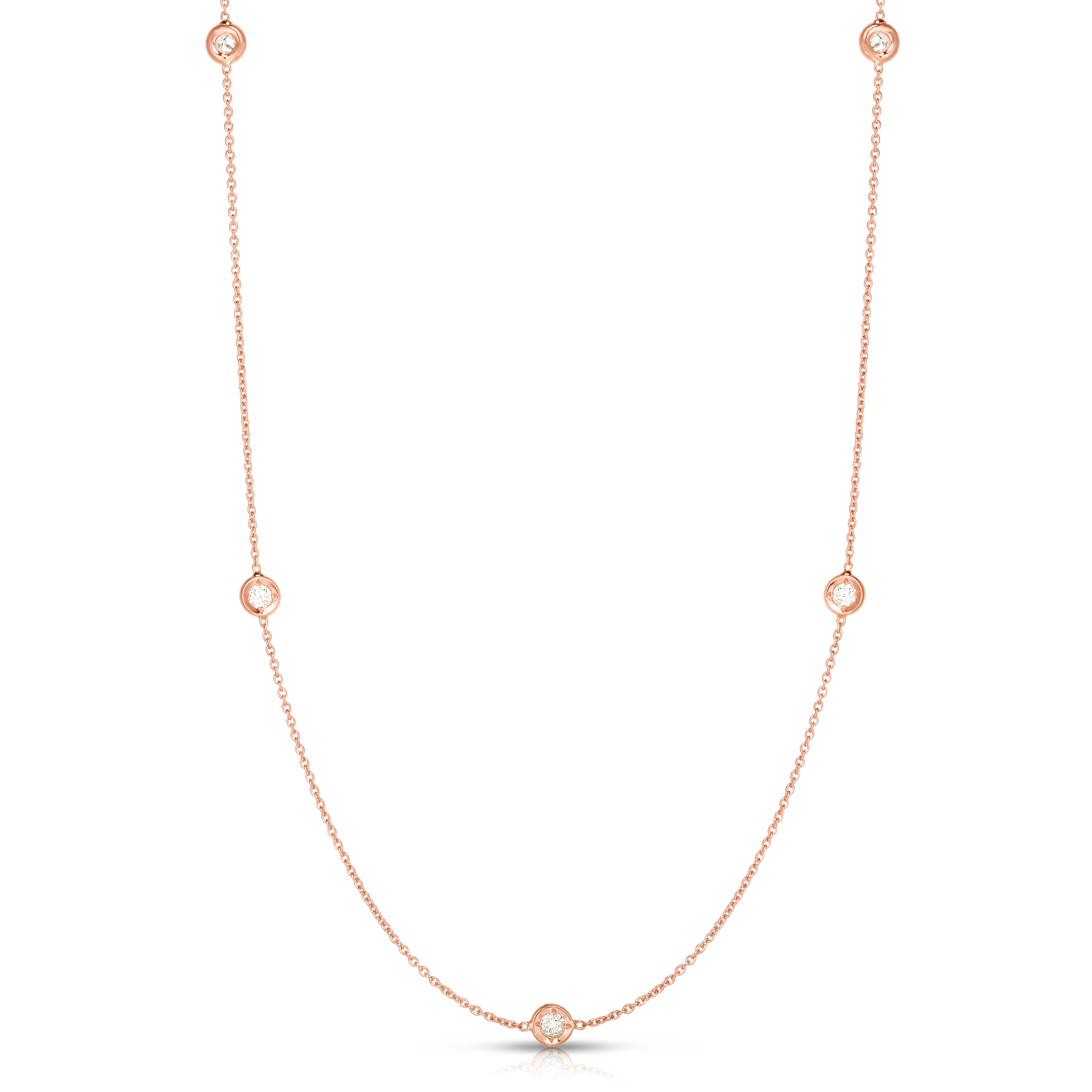 18K ROSE GOLD DIAMONDS BY THE INCH FIVE STATION NECKLACE