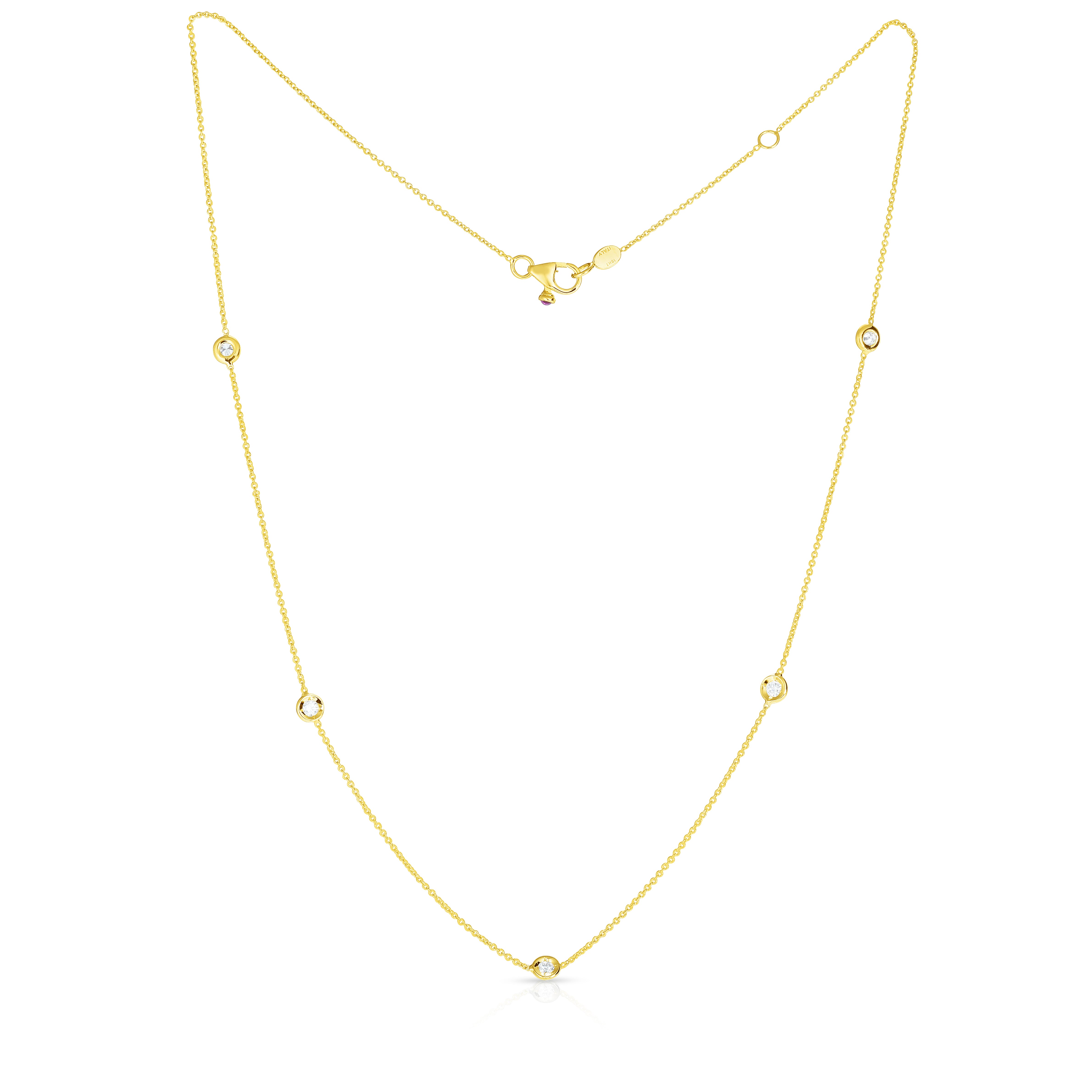 18K YELLOW GOLD DIAMONDS BY THE INCH FIVE STATION NECKLACE