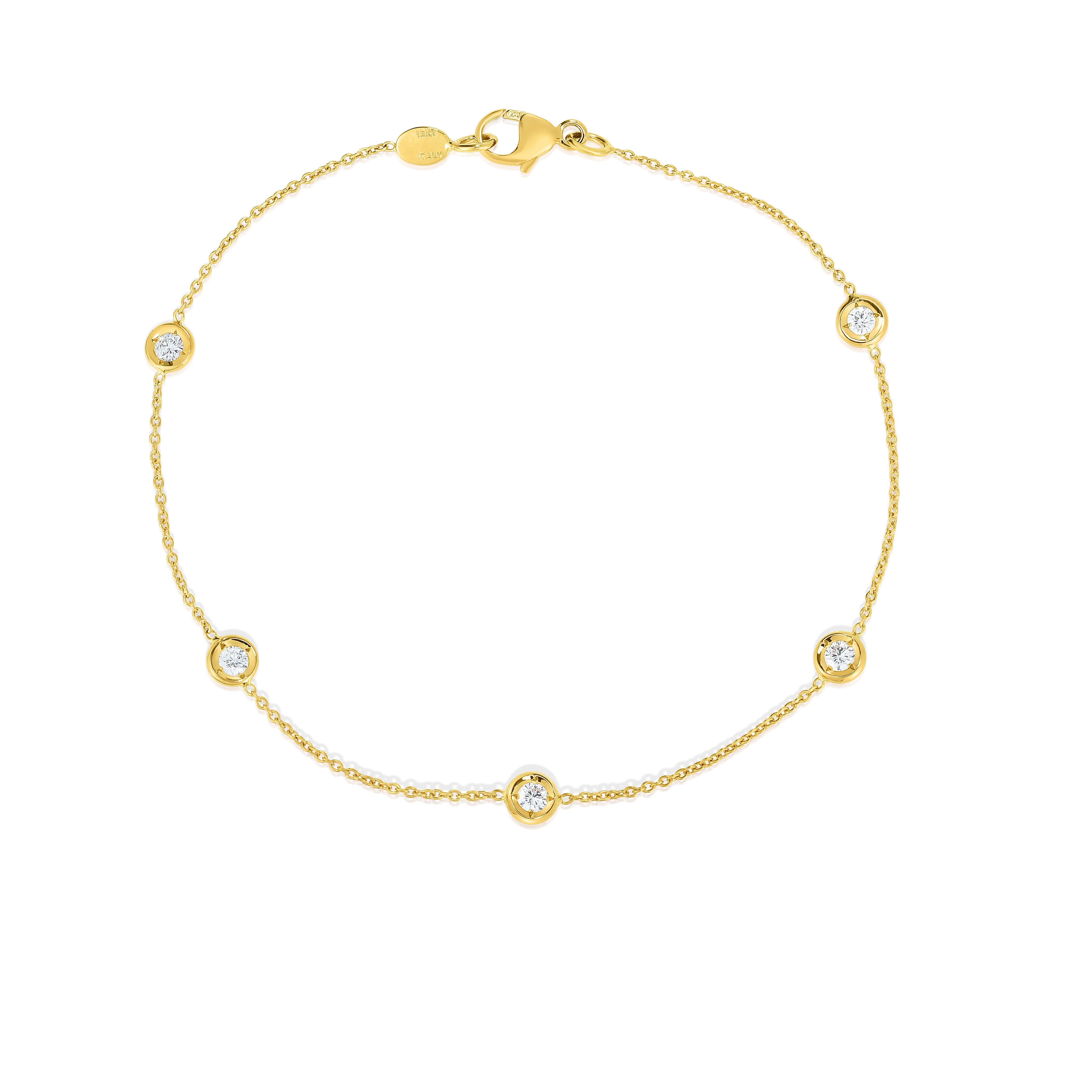 18K YELLOW GOLD DIAMONDS BY THE INCH FIVE STATION BRACELET