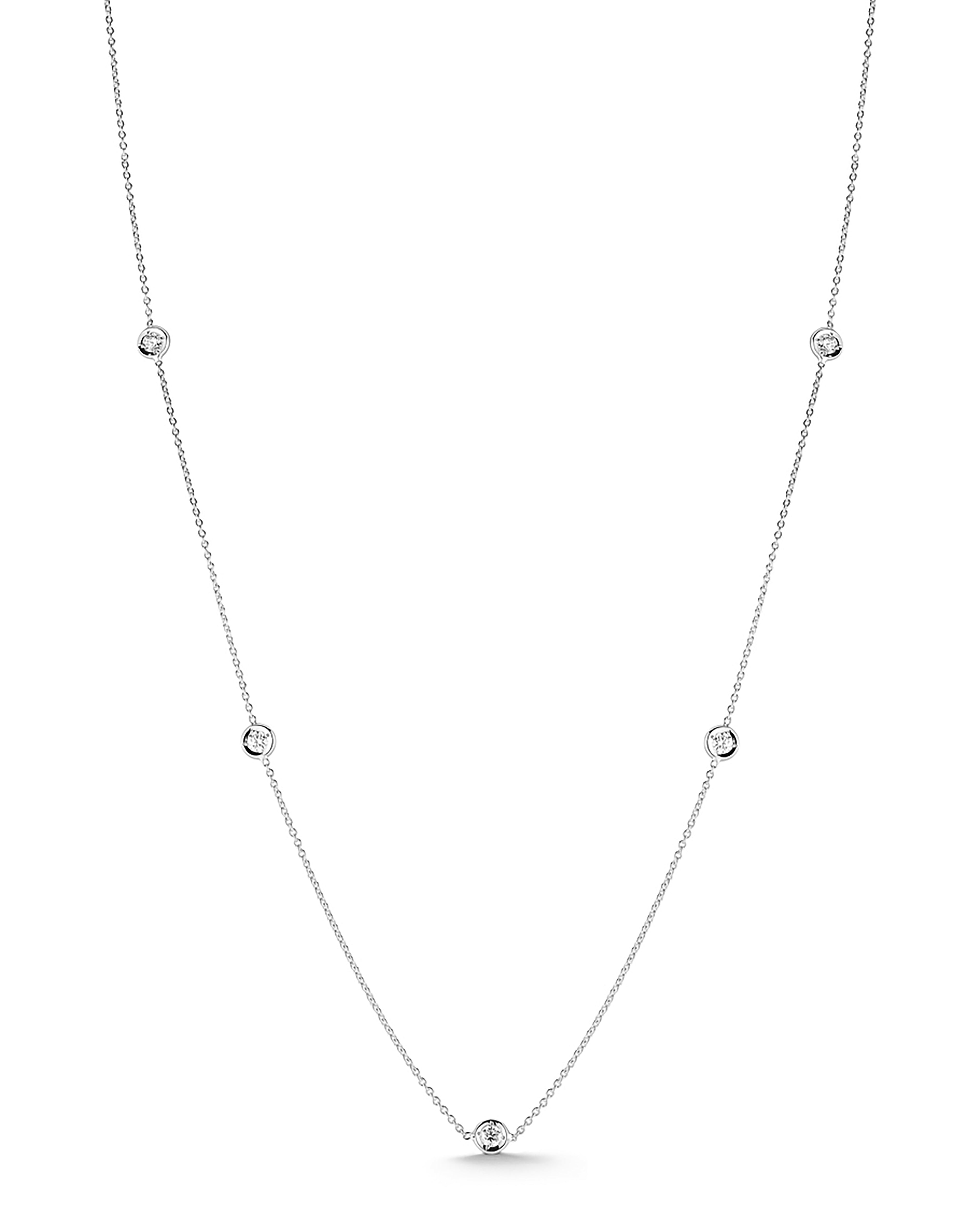 18K WHITE GOLD DIAMONDS BY THE INCH FIVE STATION NECKLACE