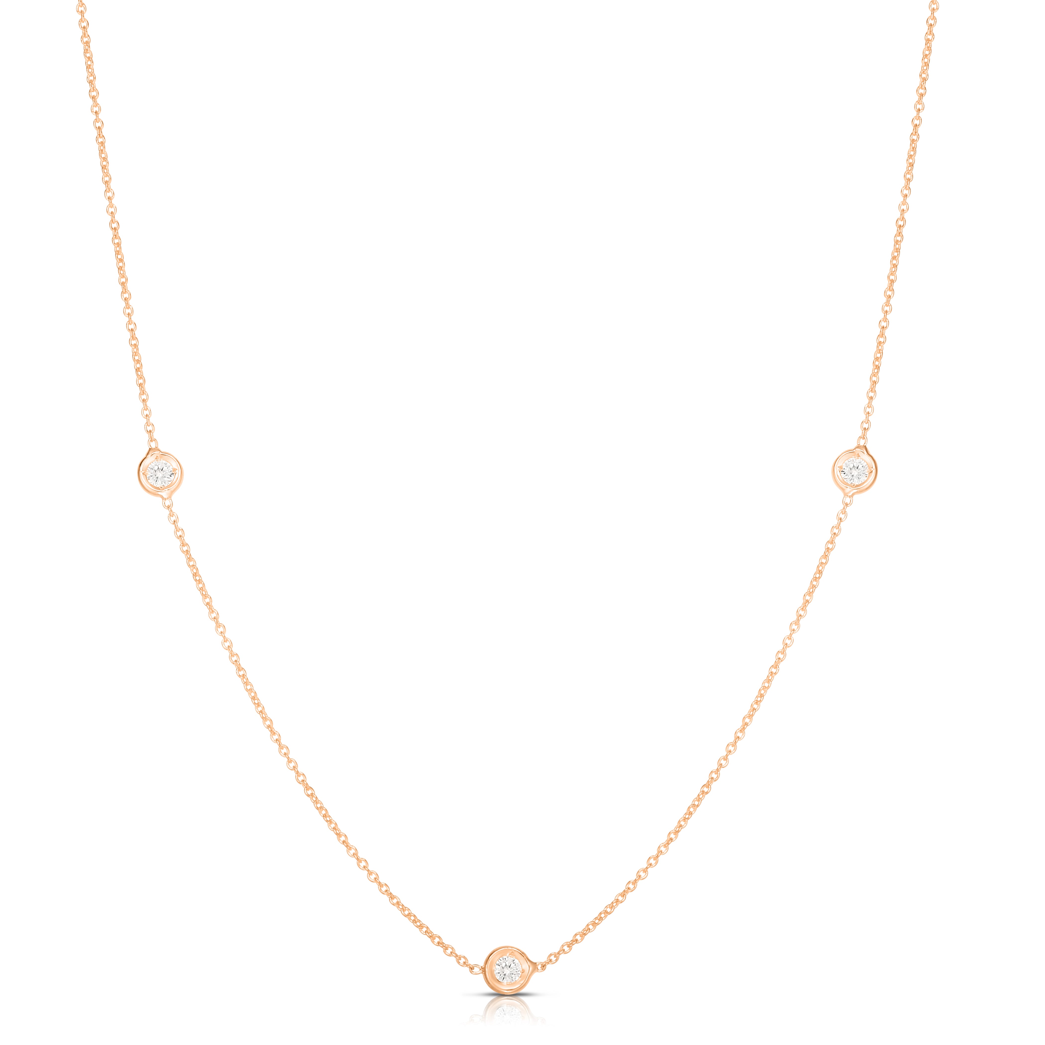 18K ROSE GOLD DIAMONDS BY THE INCH THREE STATION NECKLACE