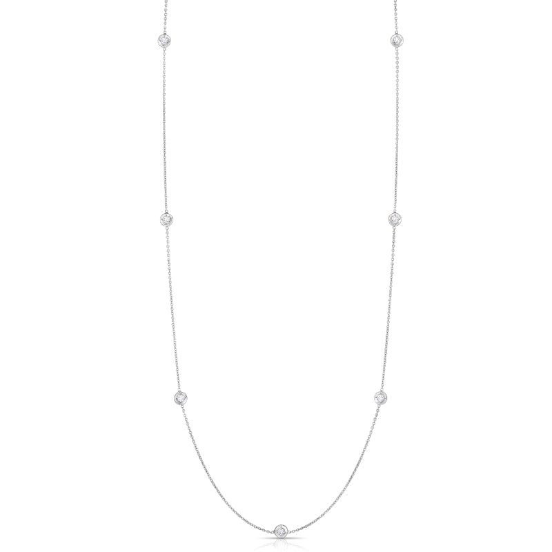 18K WHITE GOLD DIAMONDS BY THE INCH 12 STATION 34 INCH NECKLACE