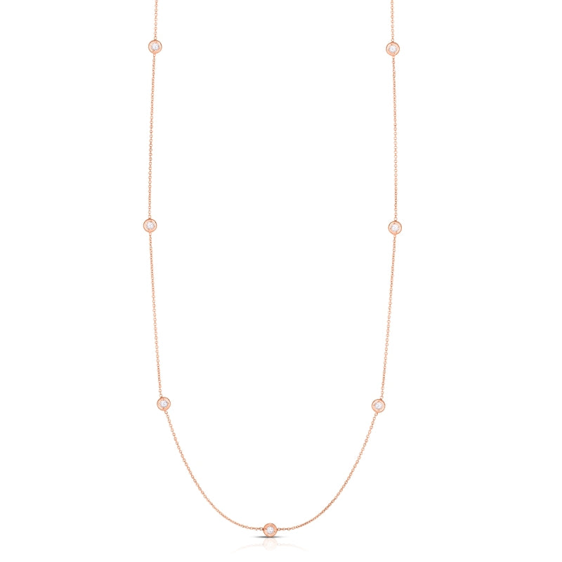 18K ROSE GOLD DIAMONDS BY THE INCH 7 STATION NECKLACE