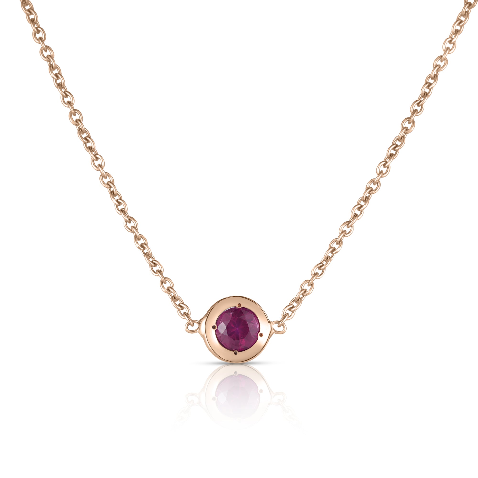18K ROSE GOLD DIAMONDS BY THE INCH SINGLE STATION RUBY NECKLACE