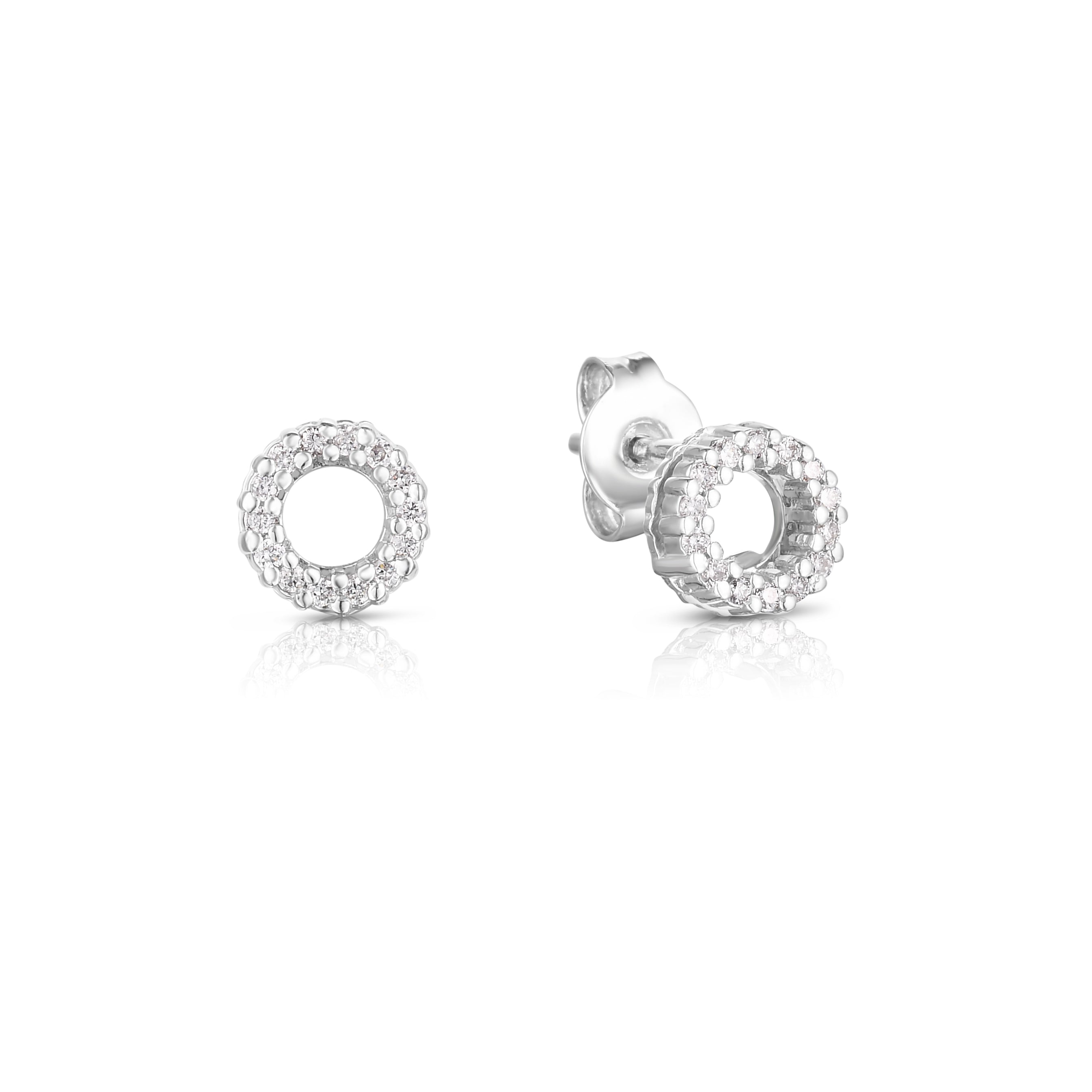 18K WHITE GOLD TINY TREASURES DIAMOND CIRCLE STUD EARRINGS