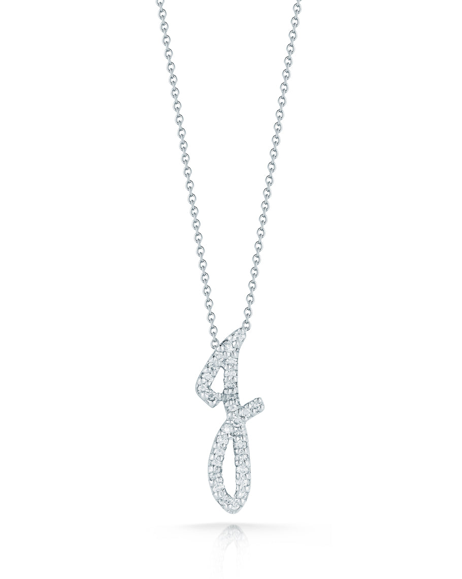 18K WHITE GOLD TINY TREASURES DIAMOND CURSIVE "J" NECKLACE