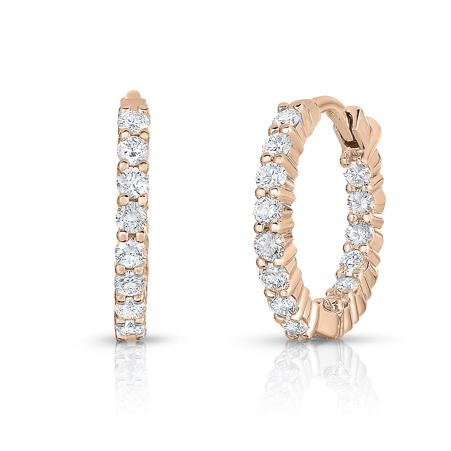 18K ROSE GOLD THE PERFECT DIAMOND HOOP® INSIDE OUTSIDE EARRINGS